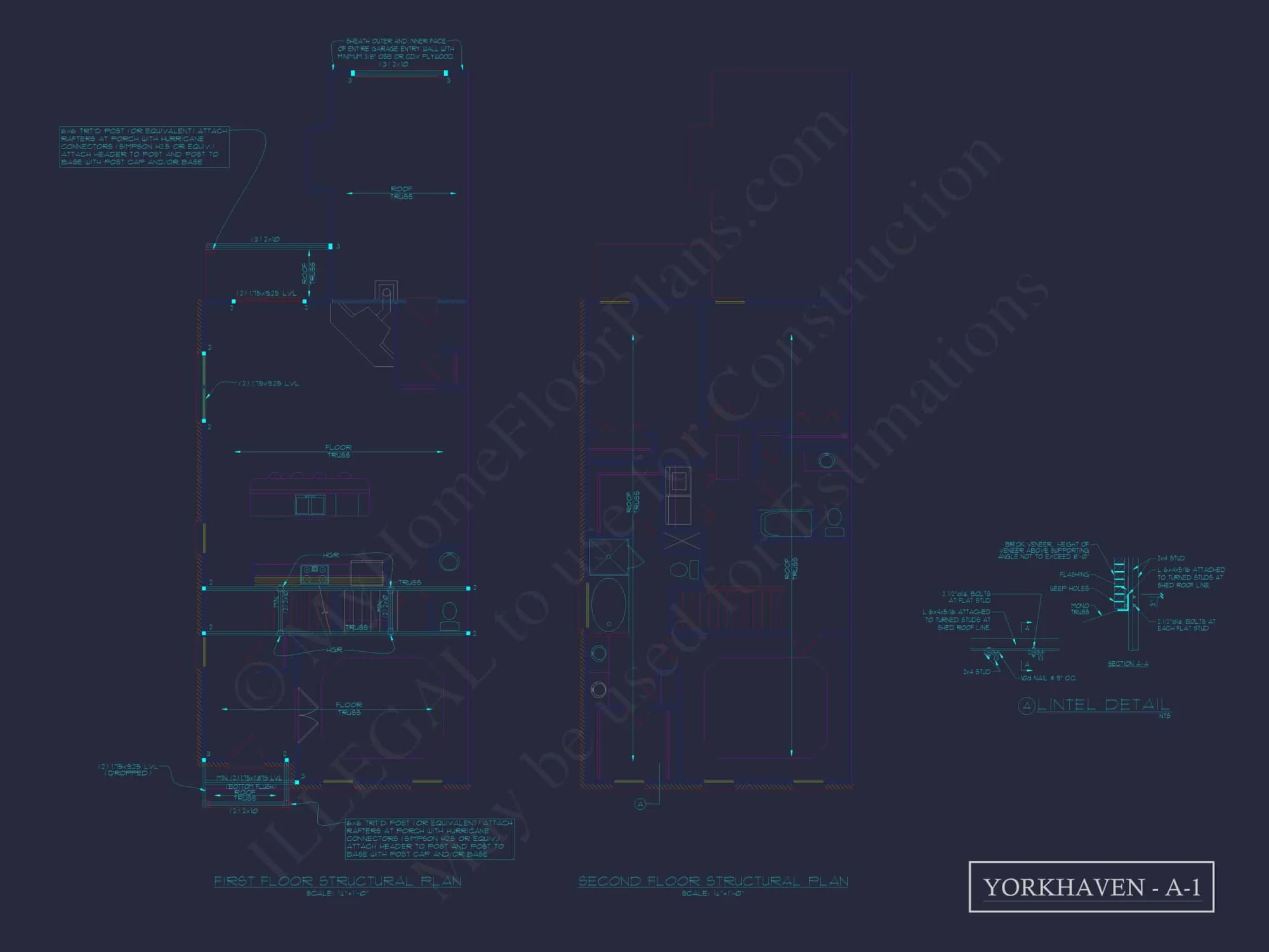 Colonial Revival Home Plan with 2 Stories, Covered Porches & CAD Blueprints