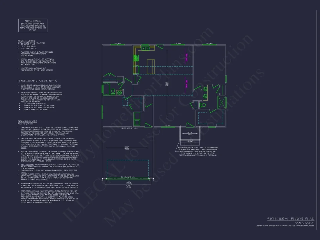 Craftsman Home Plan with 3 Bedrooms, Open Floor Layout, and CAD Blueprint Designs