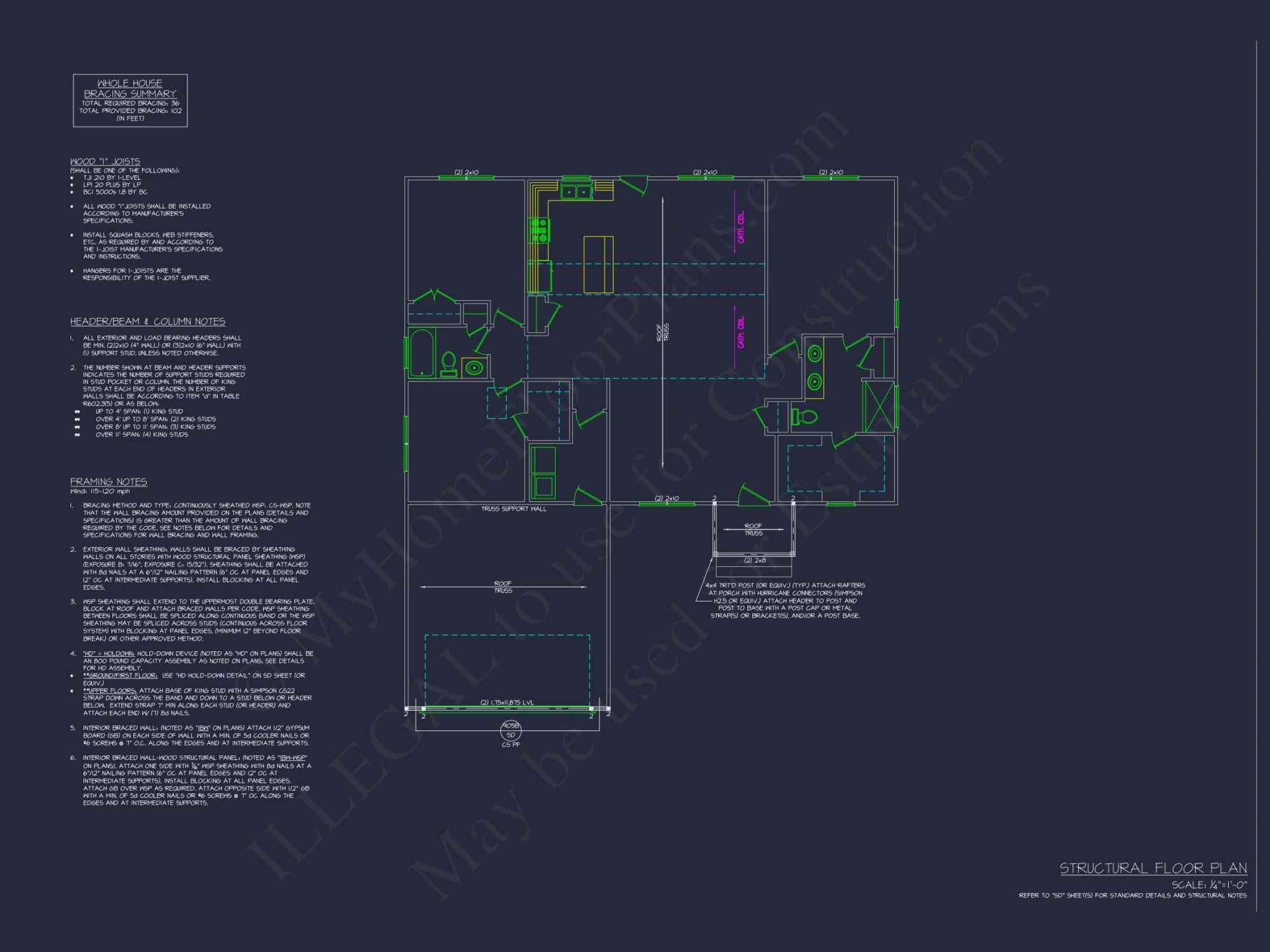 Craftsman Home Plan with 3 Bedrooms, Open Floor Layout, and CAD Blueprint Designs