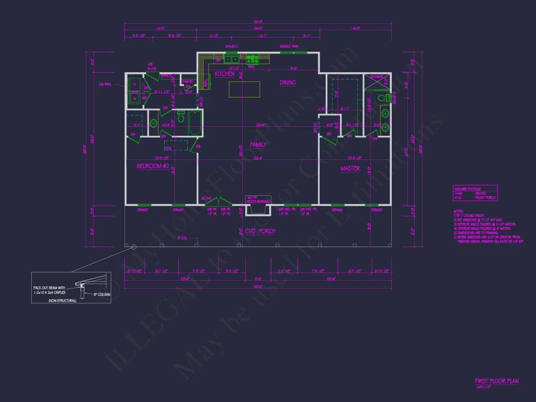 1-Story House Plan with CAD Designs and Open Floor Layout