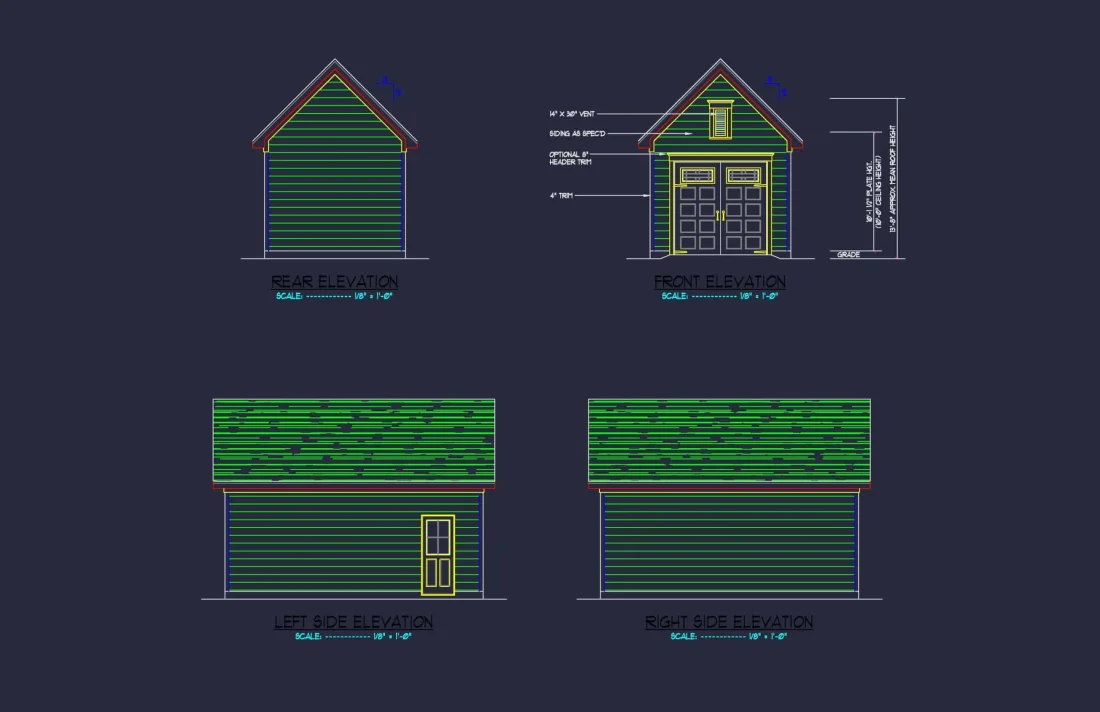 Compact Garage Floor Plan with Detailed CAD Designs