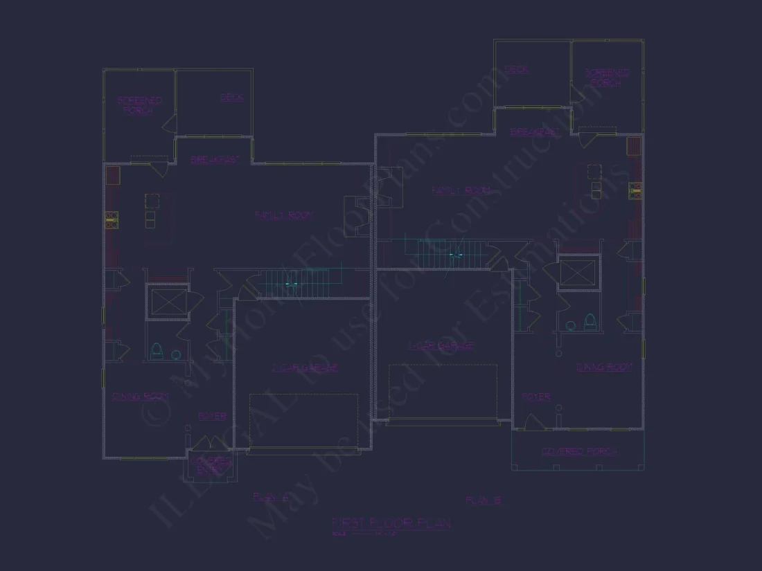 Modern Duplex Home Plan with CAD Blueprints & Flexible Layout