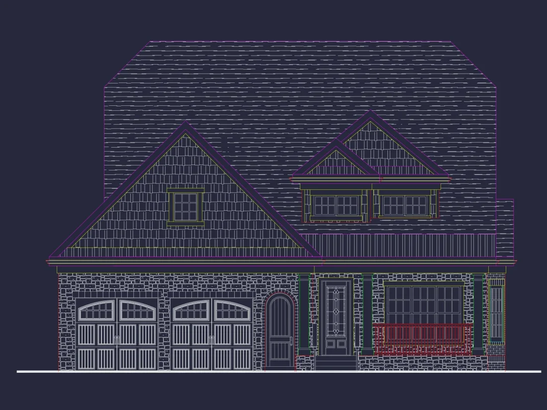 Beautiful 2-Story Home Floor Plan with Vaulted Ceilings & CAD Blueprints