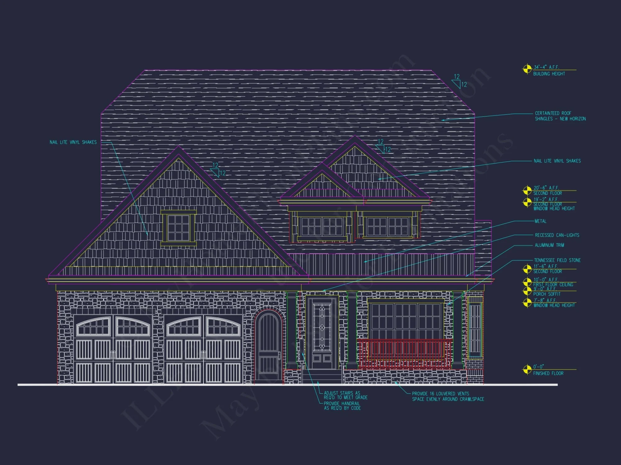 Beautiful 2-Story Home Floor Plan with Vaulted Ceilings & CAD Blueprints