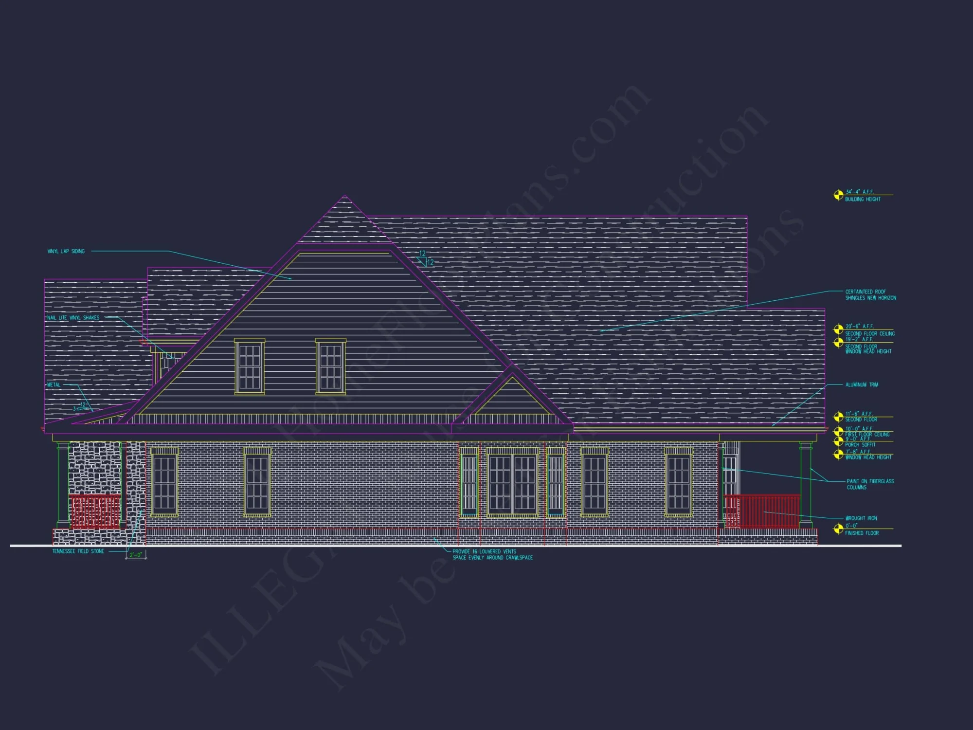 Beautiful 2-Story Home Floor Plan with Vaulted Ceilings & CAD Blueprints
