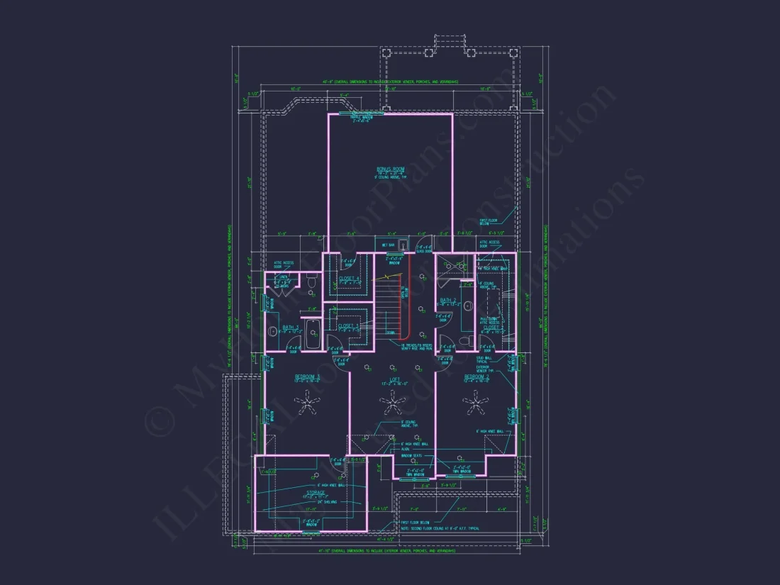 Beautiful 2-Story Home Floor Plan with Vaulted Ceilings & CAD Blueprints
