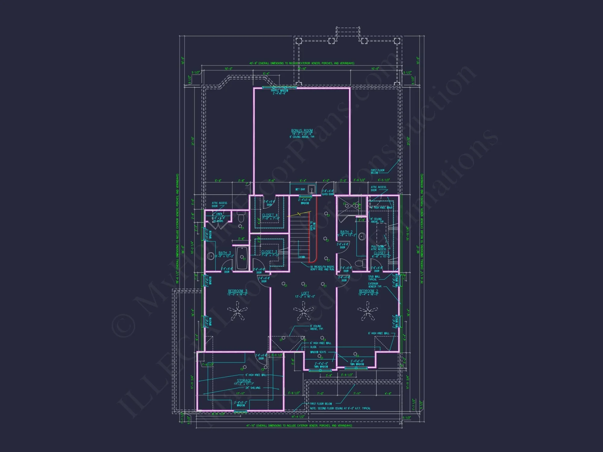 Beautiful 2-Story Home Floor Plan with Vaulted Ceilings & CAD Blueprints