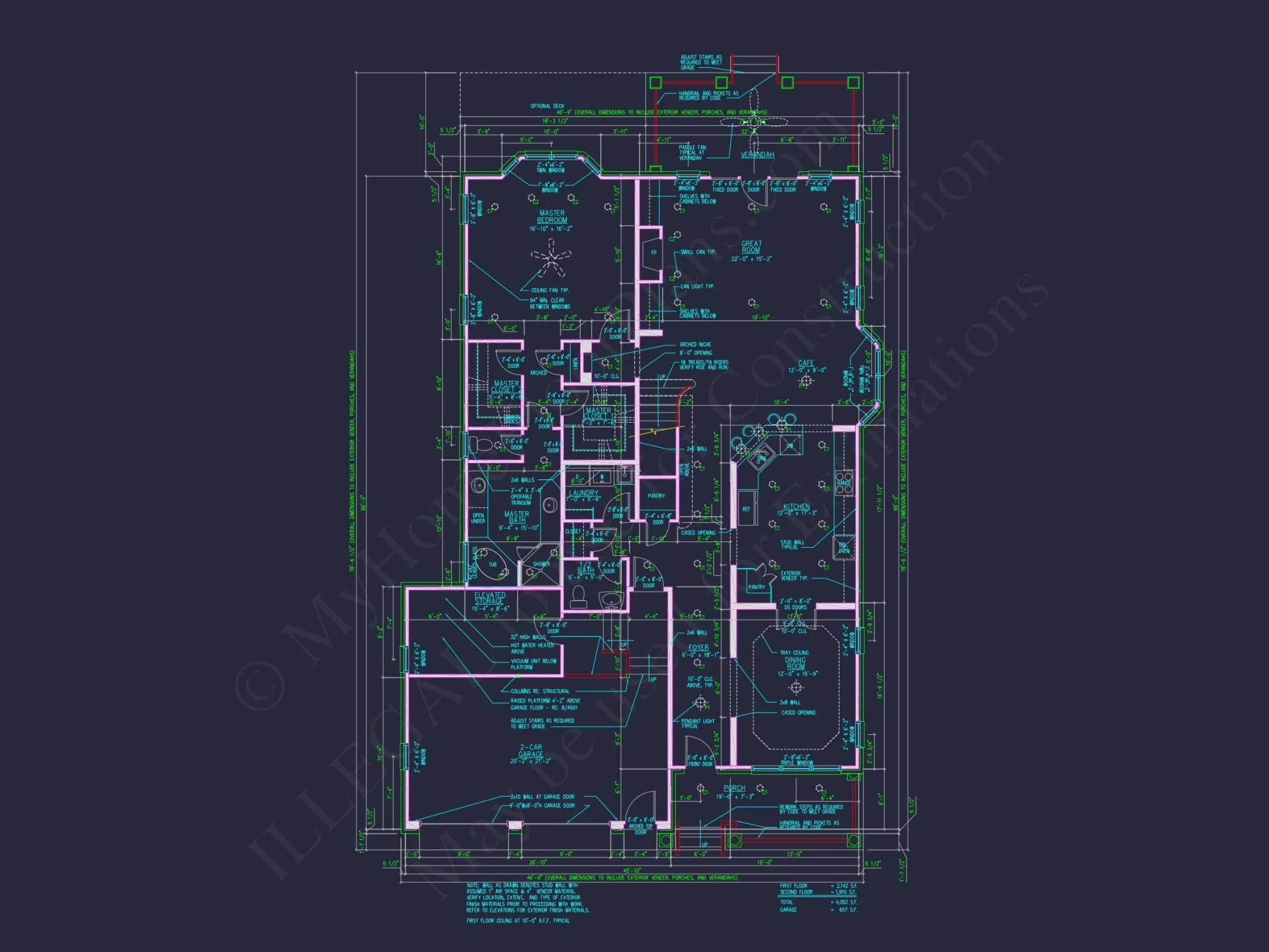 Beautiful 2-Story Home Floor Plan with Vaulted Ceilings & CAD Blueprints