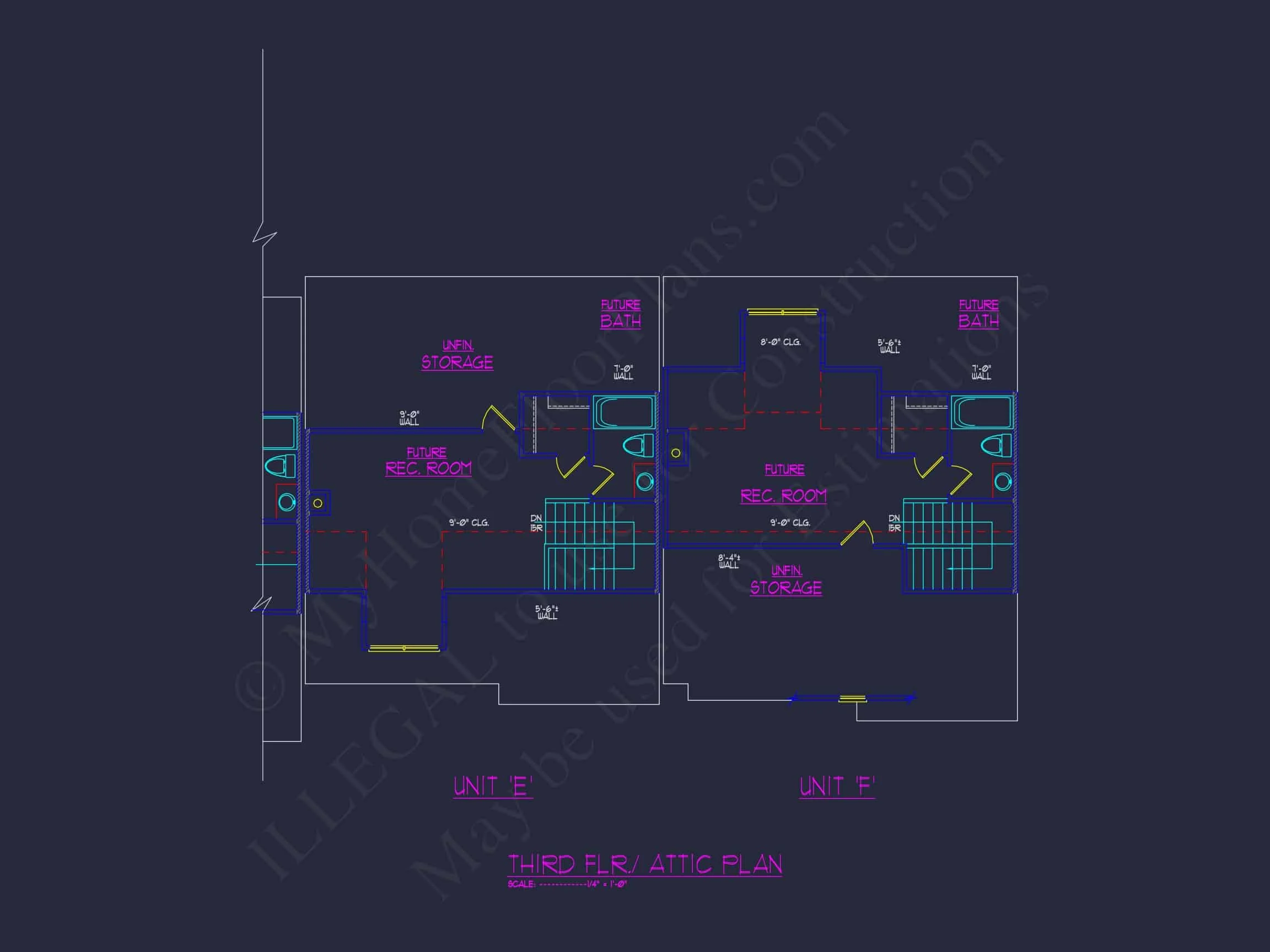13-1295 7-UNIT APARTMENT PLAN - 7-Unit Townhouse Floor Plan | Architectural CAD Designs 11 7-Unit Townhome Floor Plan with Vaulted Ceilings and CAD Designs