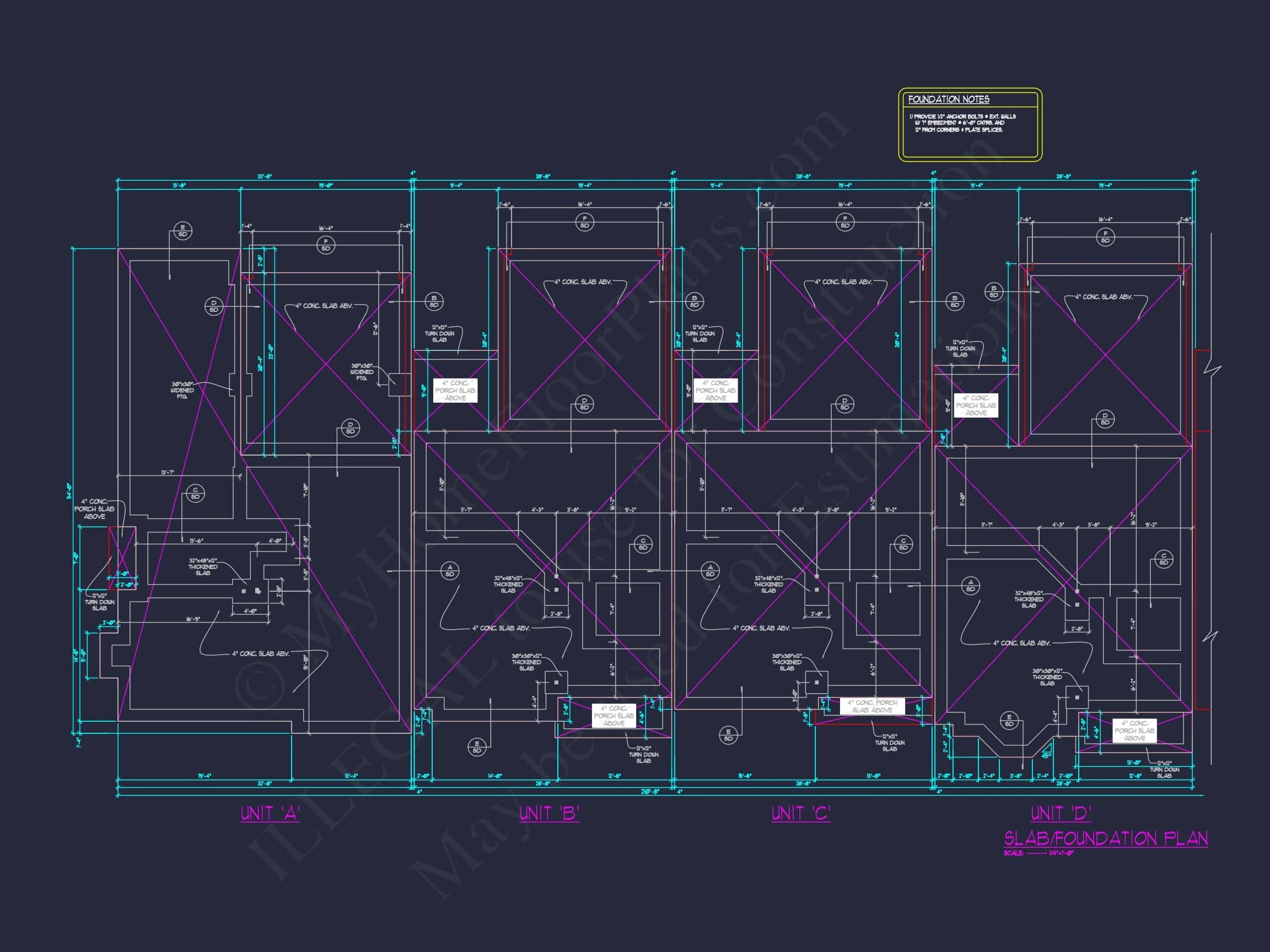 13-1295 7-UNIT APARTMENT PLAN - 7-Unit Townhouse Floor Plan | Architectural CAD Designs 15 7-Unit Townhome Floor Plan with Vaulted Ceilings and CAD Designs