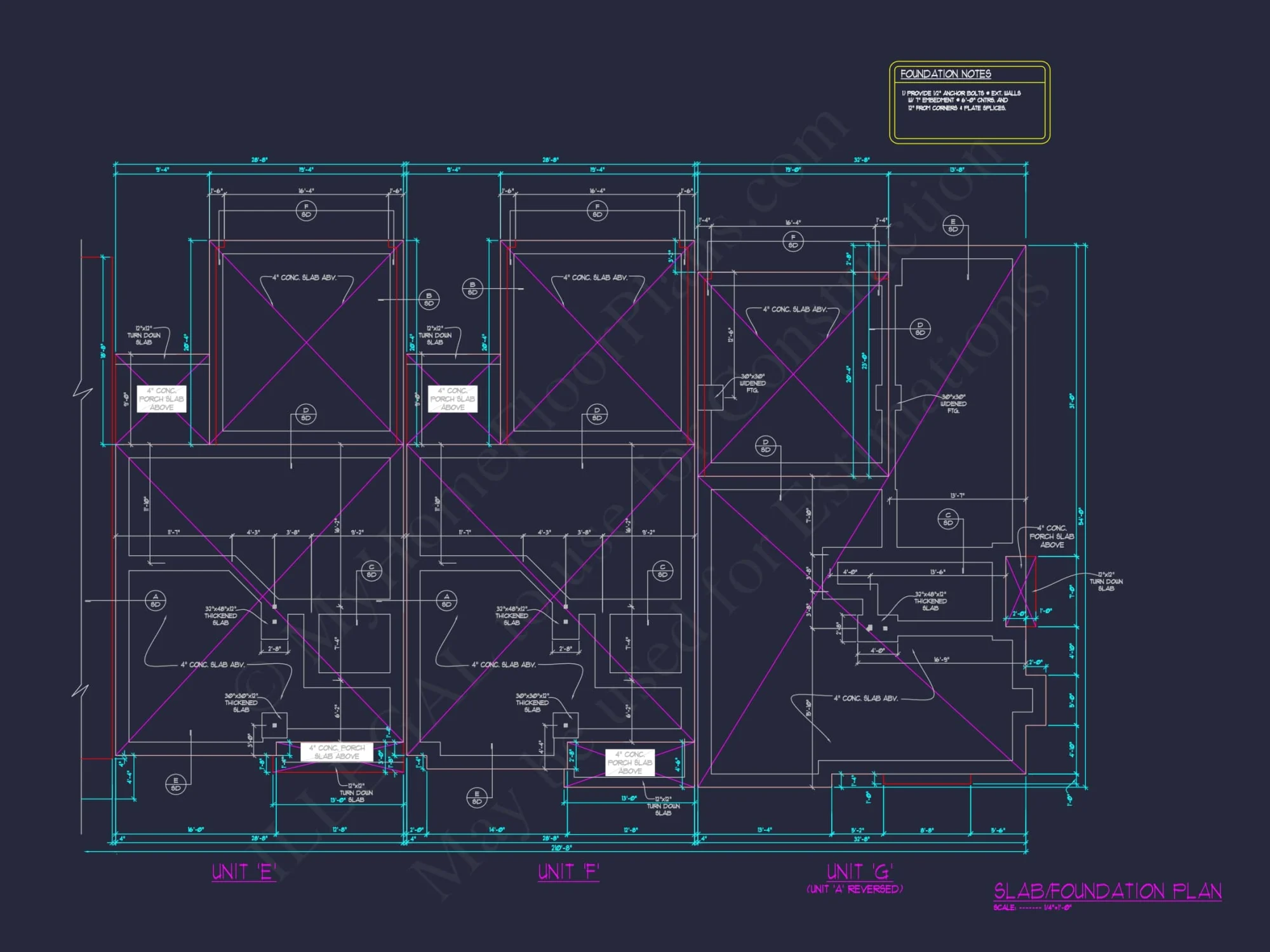 7-Unit Townhome Floor Plan with Vaulted Ceilings and CAD Designs