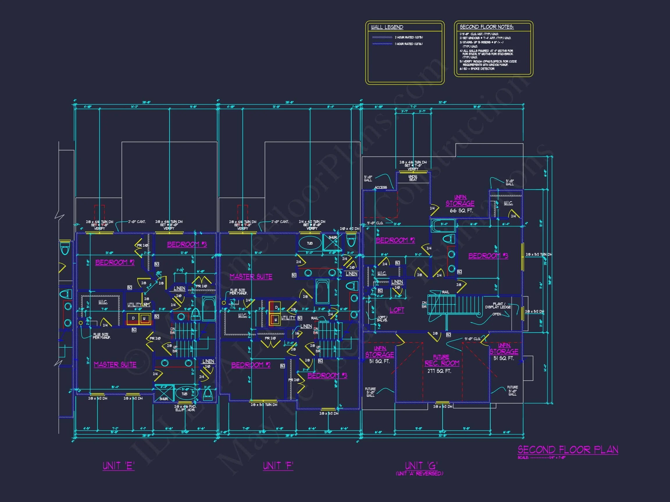 13-1295 7-UNIT APARTMENT PLAN - 7-Unit Townhouse Floor Plan | Architectural CAD Designs 20 7-Unit Townhome Floor Plan with Vaulted Ceilings and CAD Designs