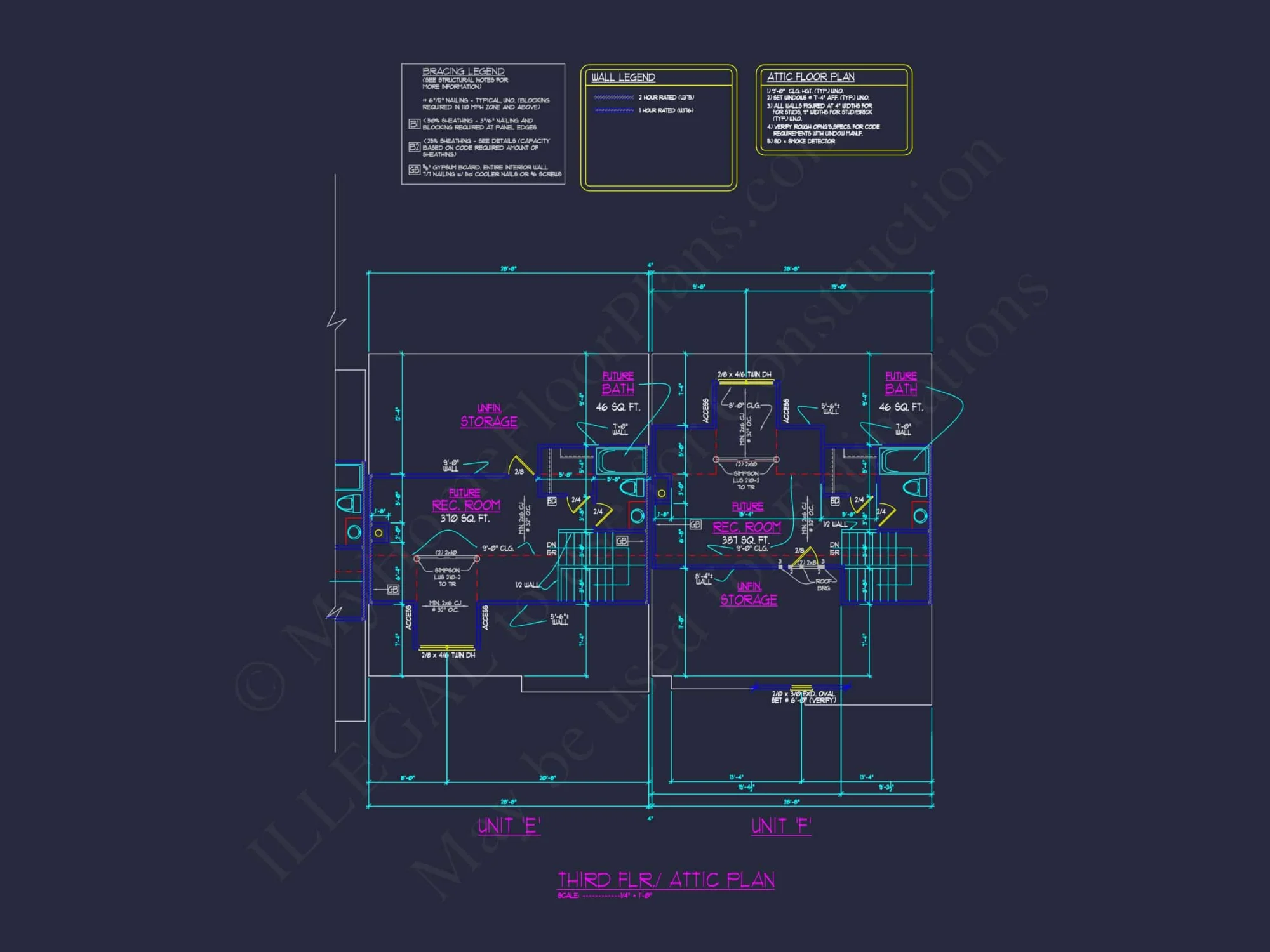 7-Unit Townhome Floor Plan with Vaulted Ceilings and CAD Designs