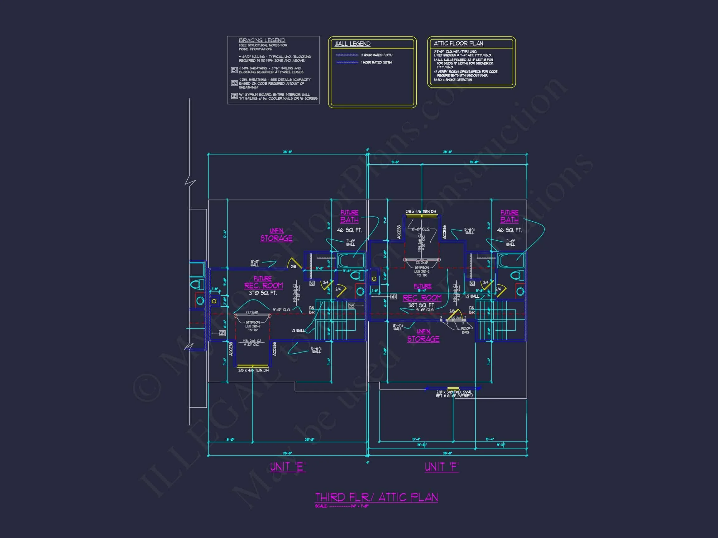13-1295 7-UNIT APARTMENT PLAN - 7-Unit Townhouse Floor Plan | Architectural CAD Designs 22 7-Unit Townhome Floor Plan with Vaulted Ceilings and CAD Designs