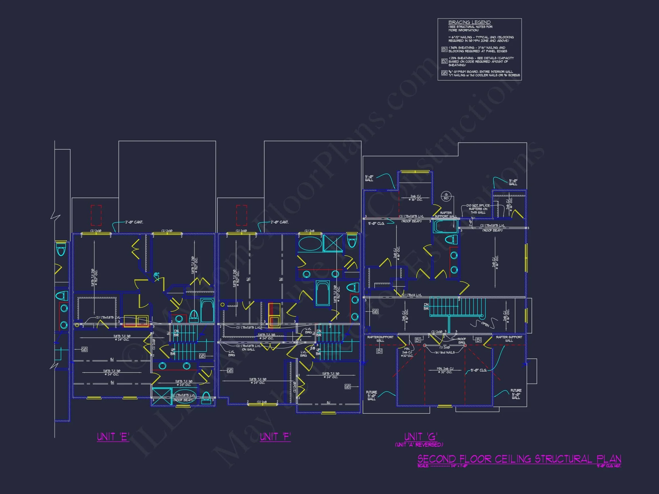 13-1295 7-UNIT APARTMENT PLAN - 7-Unit Townhouse Floor Plan | Architectural CAD Designs 26 7-Unit Townhome Floor Plan with Vaulted Ceilings and CAD Designs