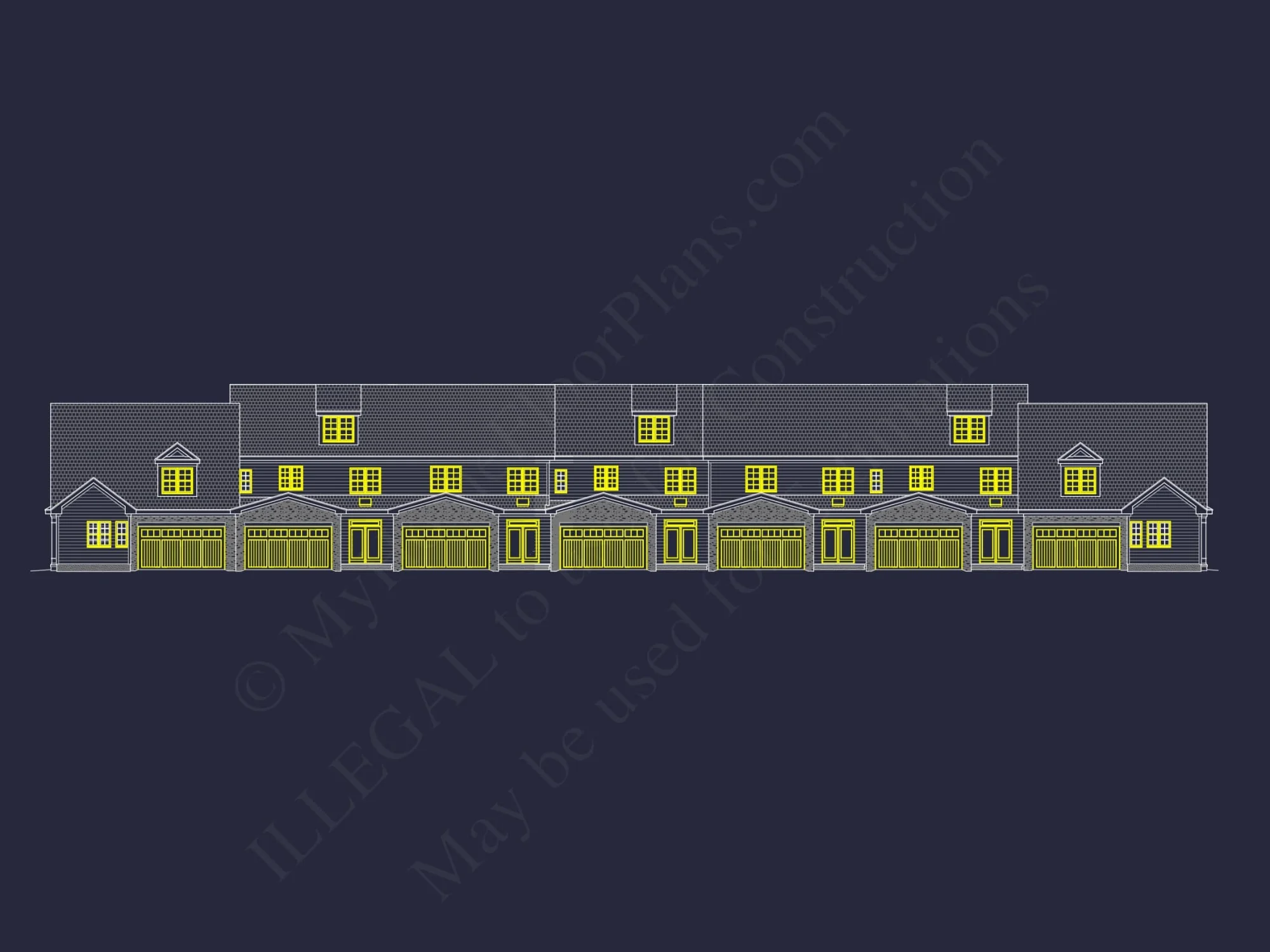 7-Unit Townhome Floor Plan with Vaulted Ceilings and CAD Designs