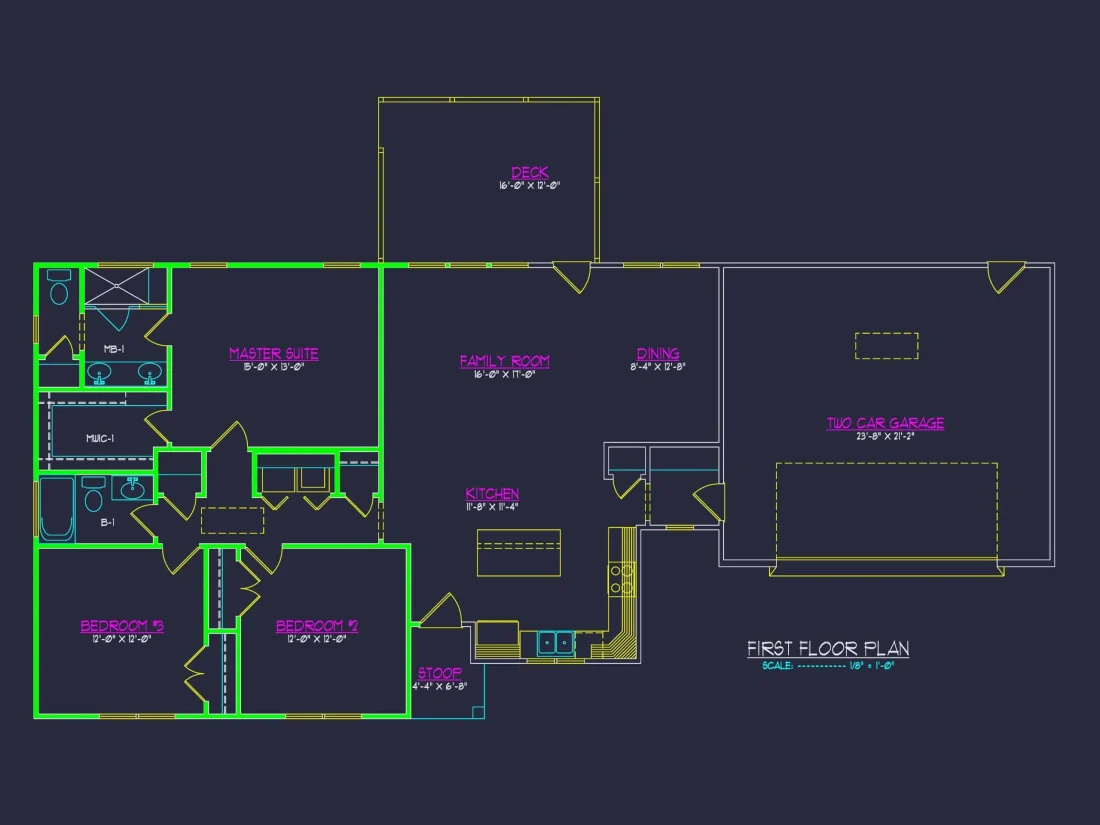 Charming 1-Story House Plan with Craftsman Design & CAD Blueprints