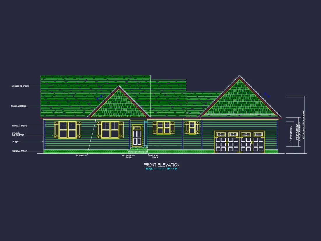 Charming 1-Story House Plan with Craftsman Design & CAD Blueprints