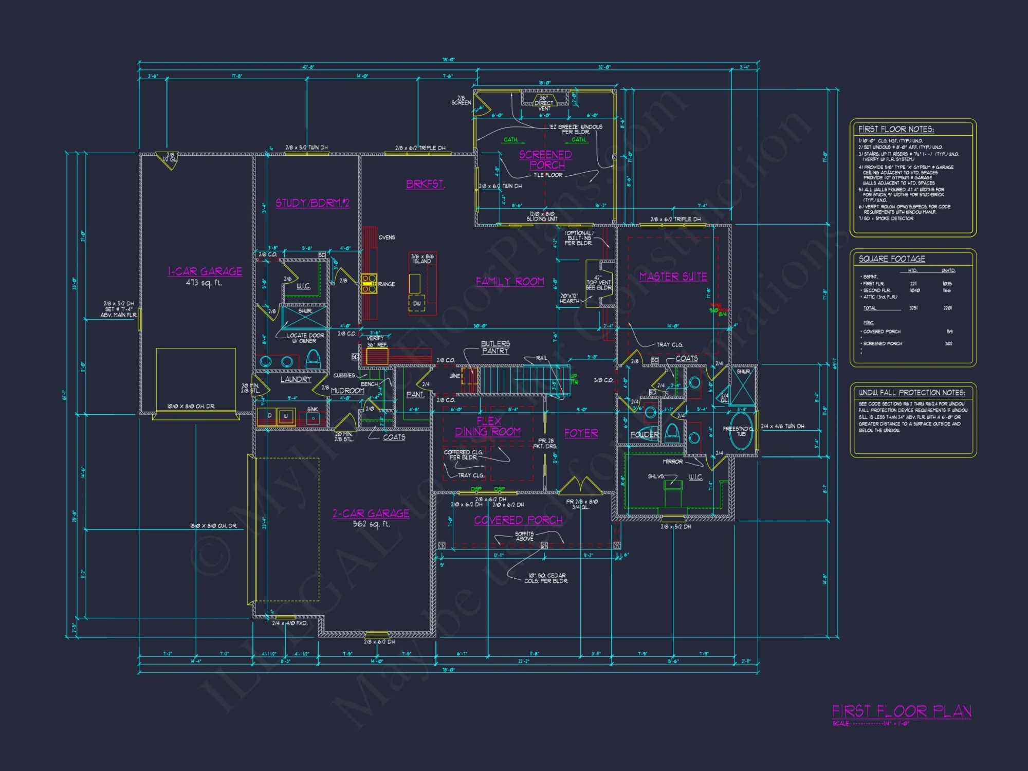 Traditional Home Plan with Open Floor Layout, 4 Bedrooms & CAD Blueprints