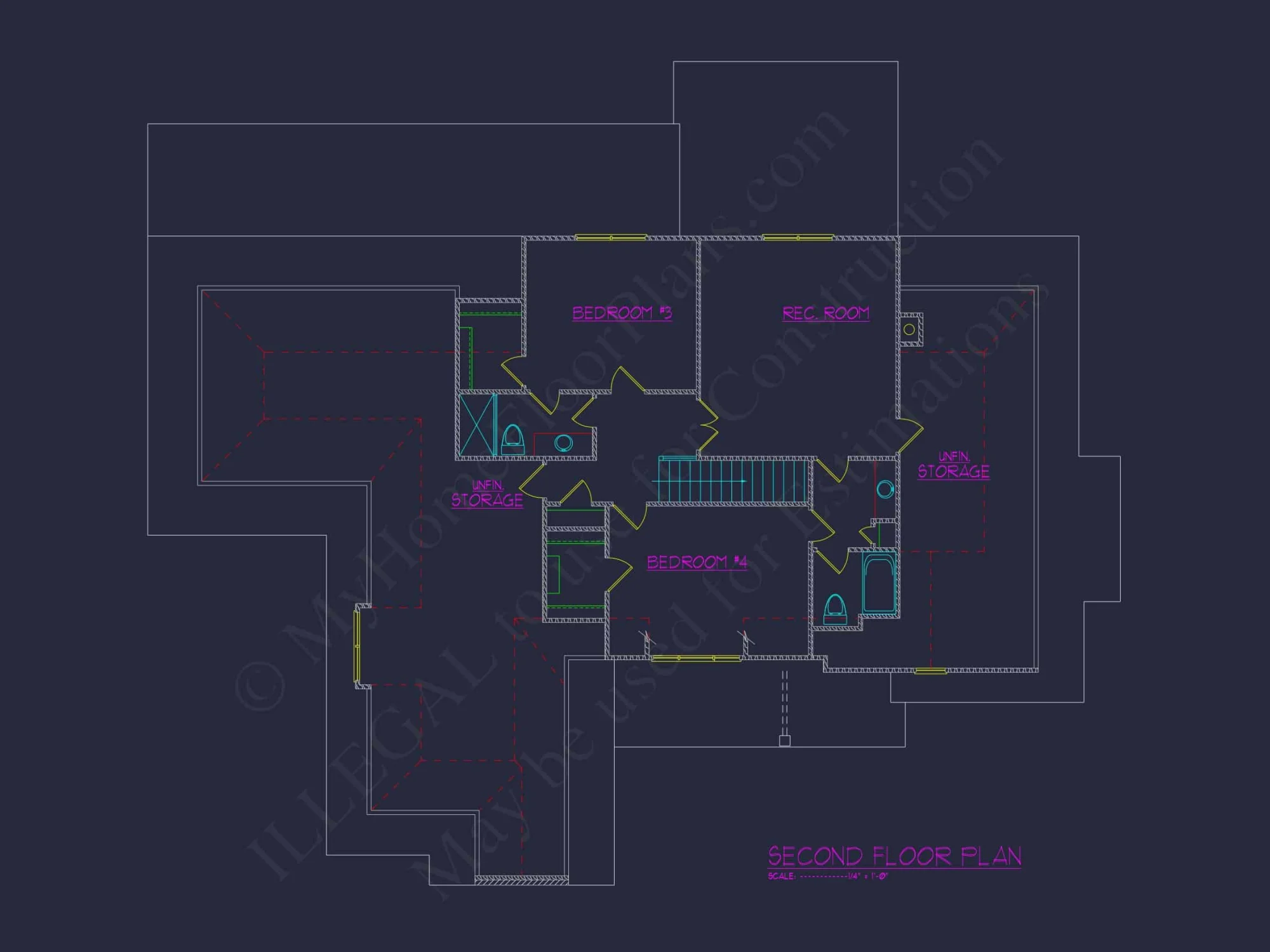 Traditional Home Plan with Open Floor Layout, 4 Bedrooms & CAD Blueprints