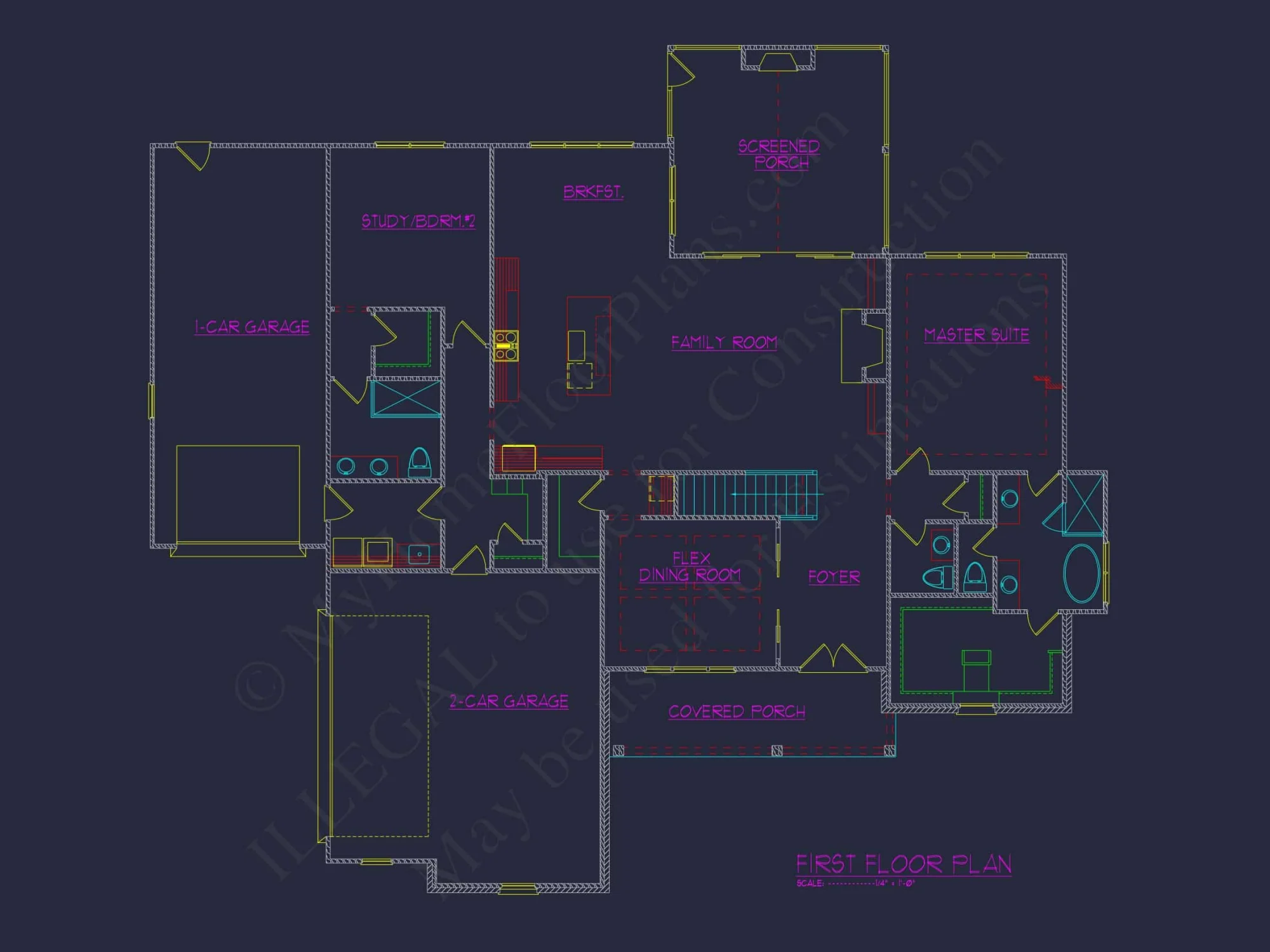 Traditional Home Plan with Open Floor Layout, 4 Bedrooms & CAD Blueprints