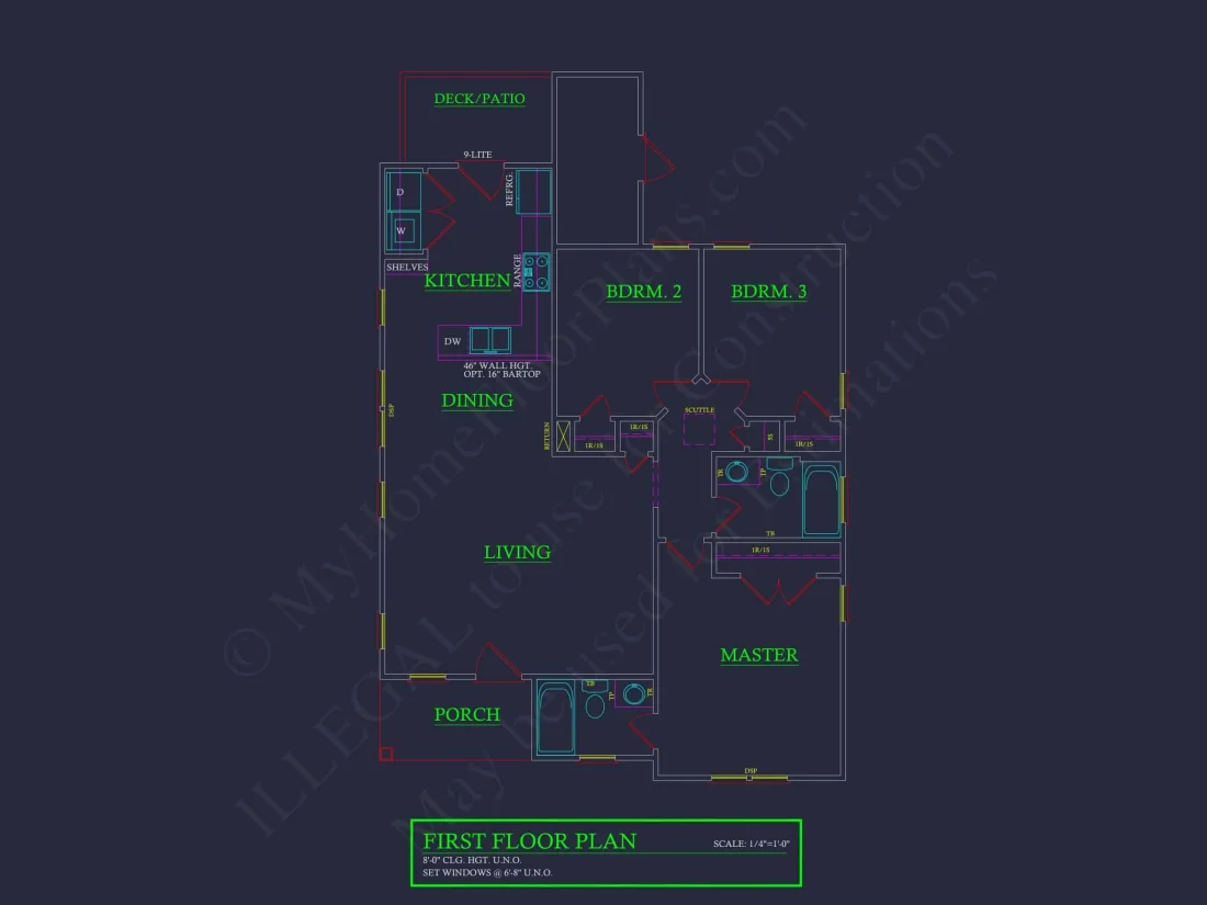 Stylish Home Blueprint: Bungalow Floor Plan Design with CAD