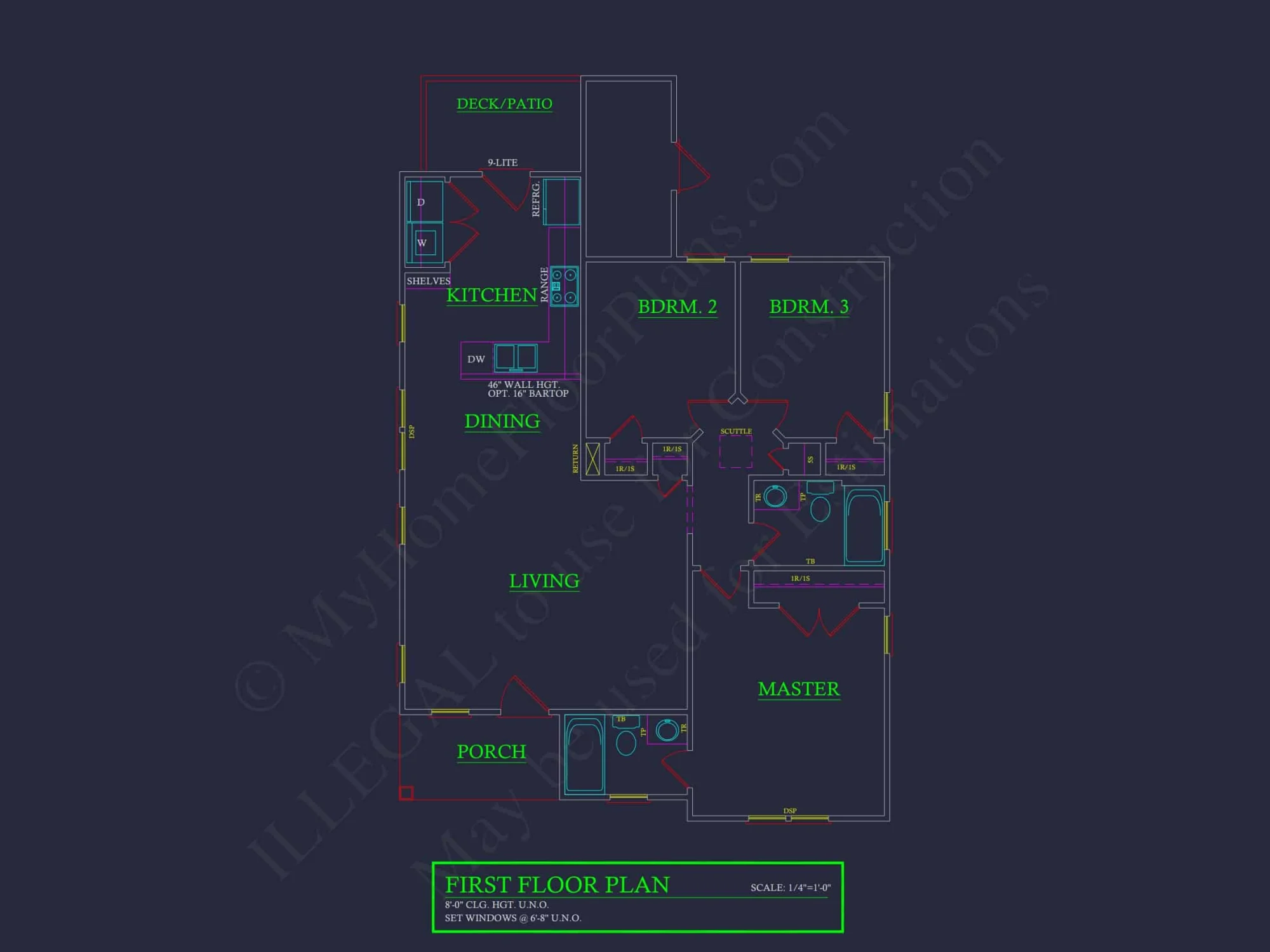 Stylish Home Blueprint: Bungalow Floor Plan Design with CAD