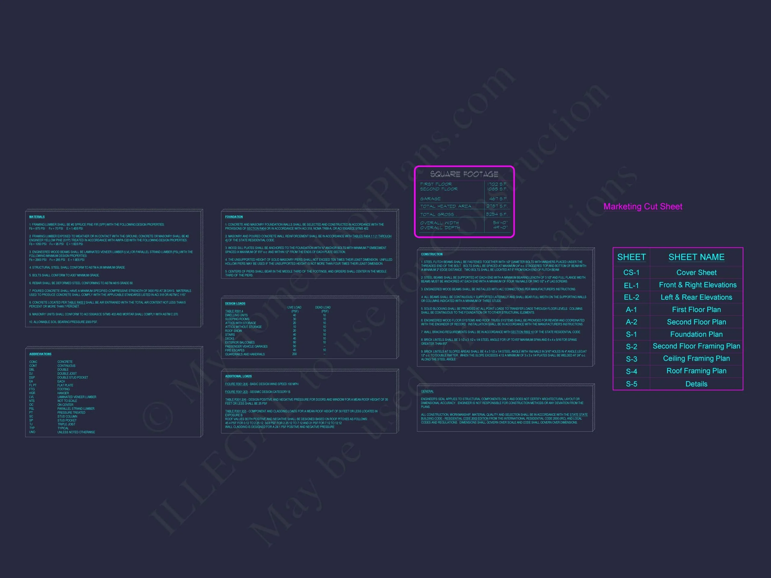 9-1102-07 HOUSE PLAN -Traditional Home Plan - 3-Bed, 2.5-Bath, 2,787 SF 3 54' x 44' Traditional House Plan with Brick Exterior & Bonus Spaces