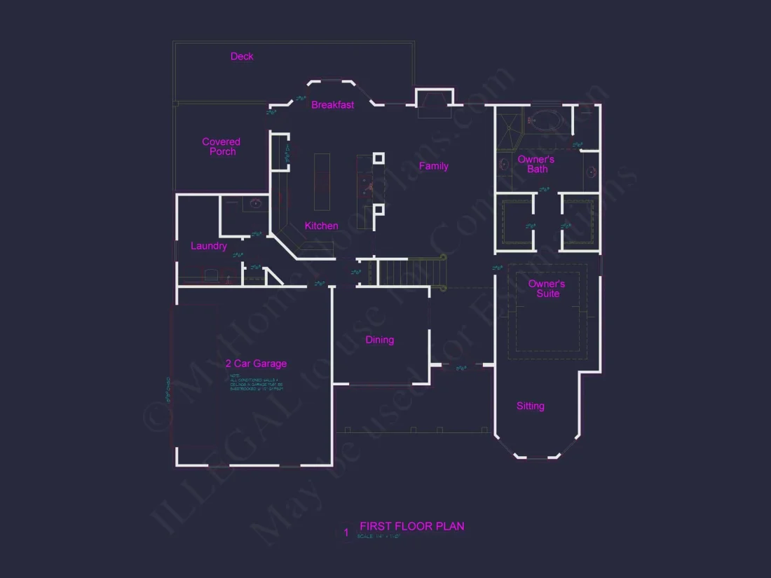54' x 44' Traditional House Plan with Brick Exterior & Bonus Spaces