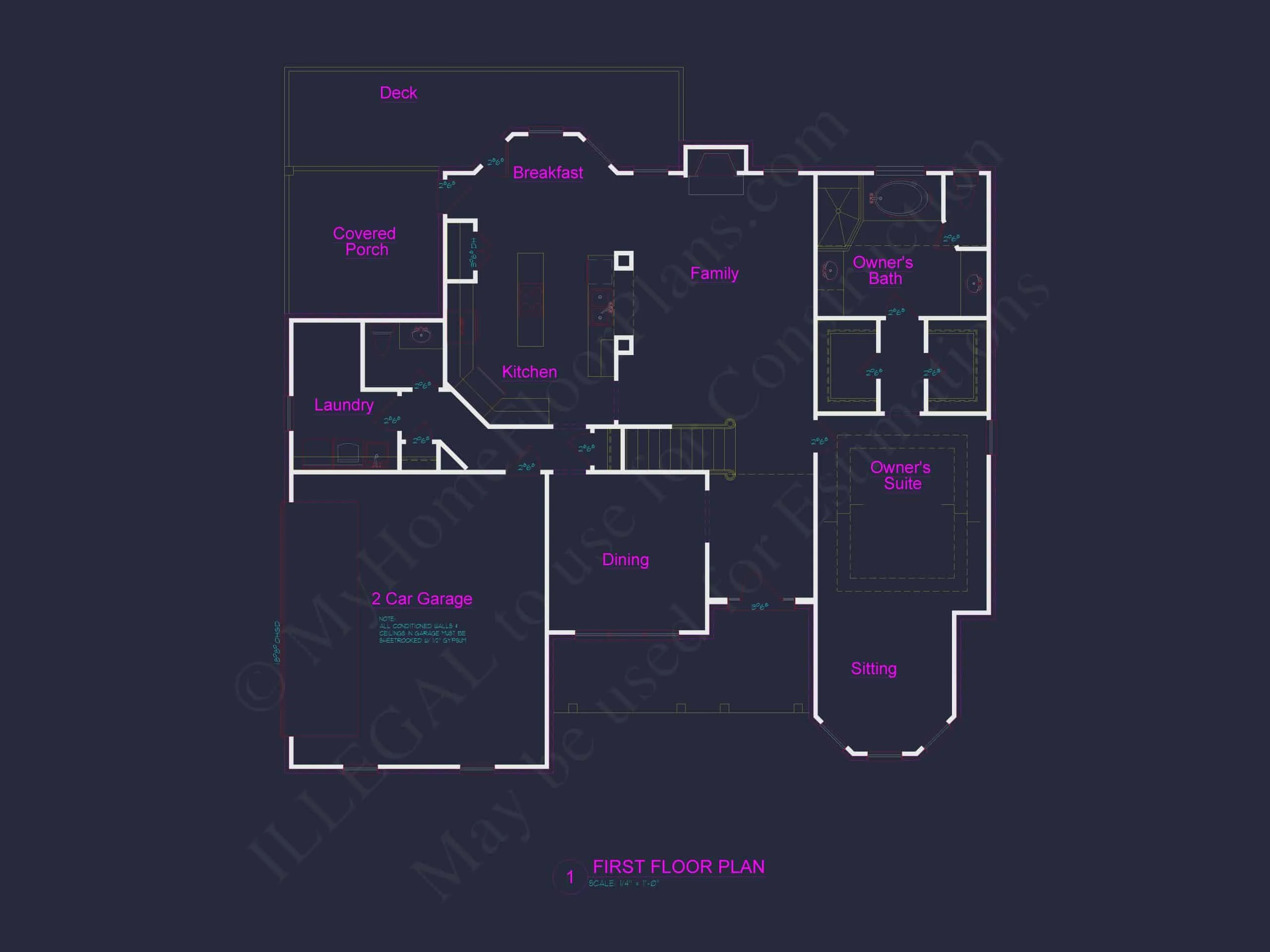 9-1102-07 HOUSE PLAN -Traditional Home Plan - 3-Bed, 2.5-Bath, 2,787 SF 7 54' x 44' Traditional House Plan with Brick Exterior & Bonus Spaces