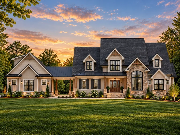 Craftsman Home Plan with Open Floor Layout & Vaulted Ceilings