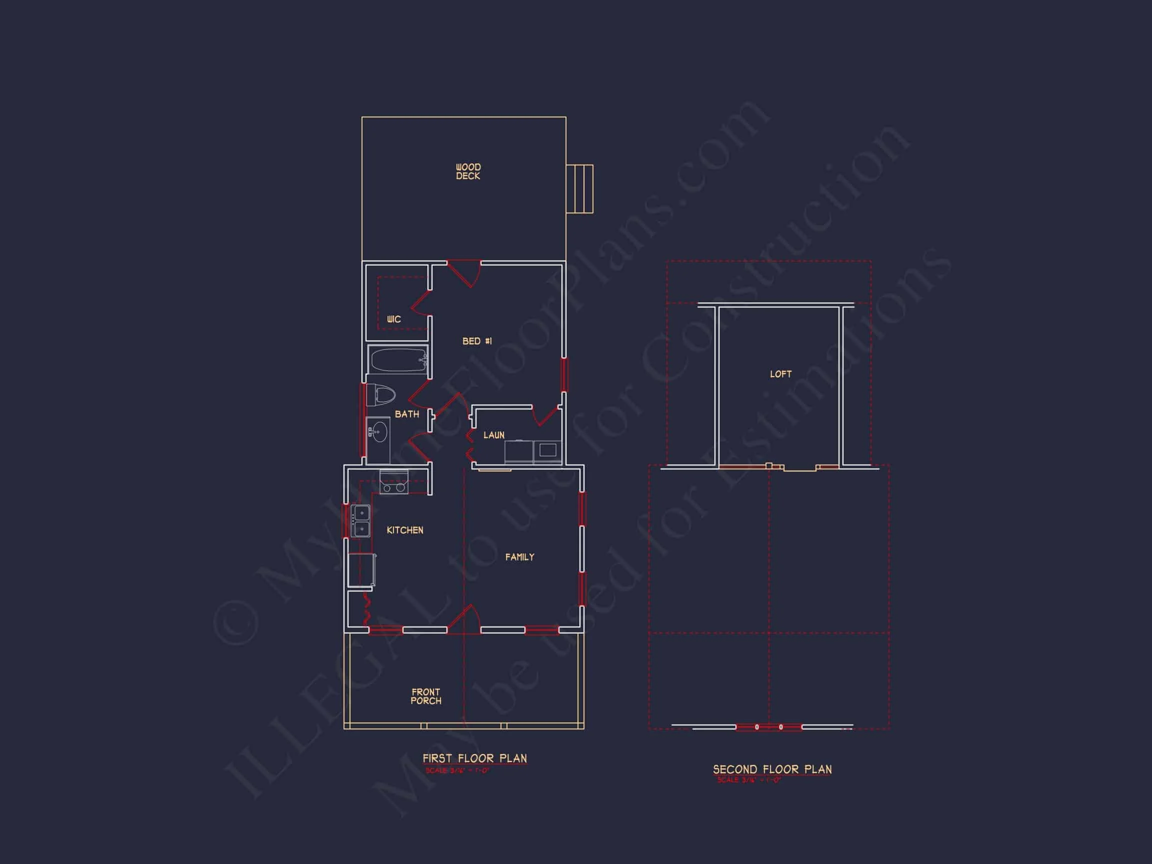 15-2036 HOUSE PLAN - Small House Plan with Vaulted Ceilings | CAD Floor Plan Designs 2 Cozy 1-Bedroom House Plan with Vaulted Ceilings & Open Layout