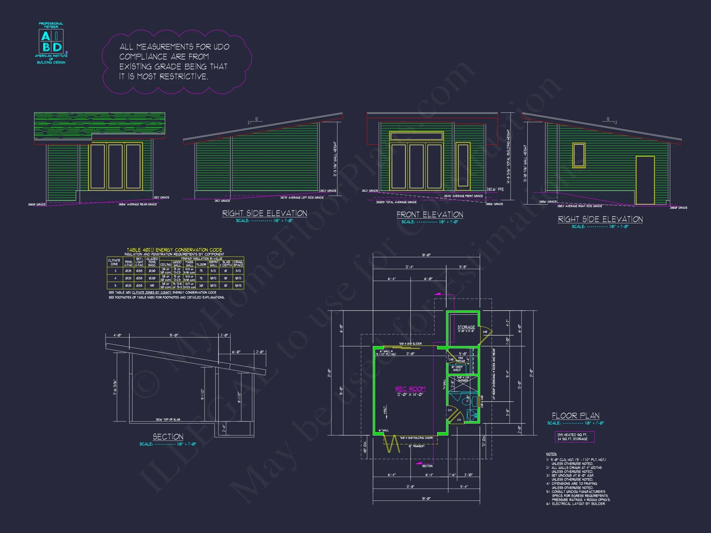 20-1695 POOL HOUSE PLAN - Modern Pool House Floor Plan with Sloped Lot Architecture 3 Modern Pool House Floor Plan with Sloped Lot Architecture