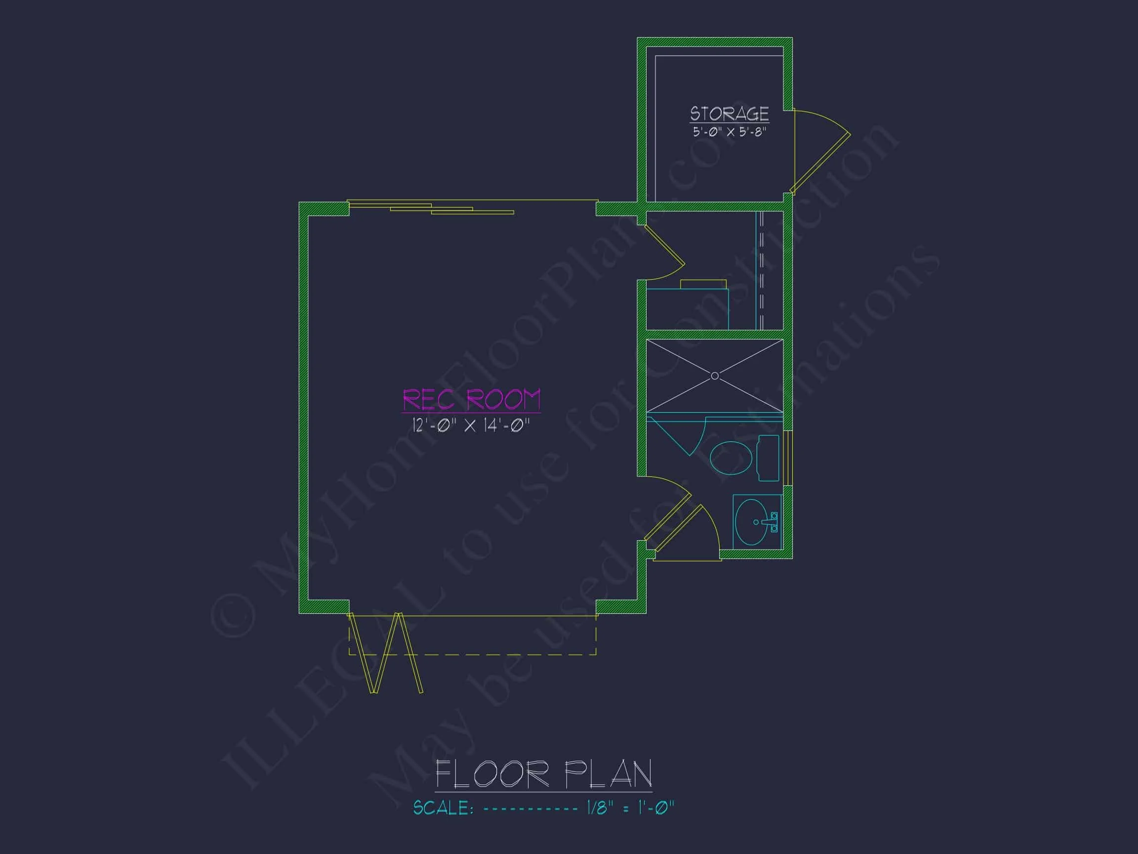 20-1695 POOL HOUSE PLAN - Modern Pool House Floor Plan with Sloped Lot Architecture 4 Modern Pool House Floor Plan with Sloped Lot Architecture
