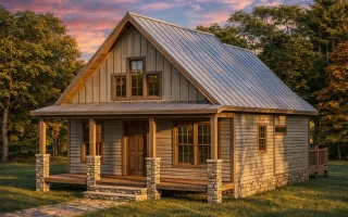 Plan  15-2036 - The Hill House |  Modern Farmhouse - 1-Bed, 1-Bath, 580 SF