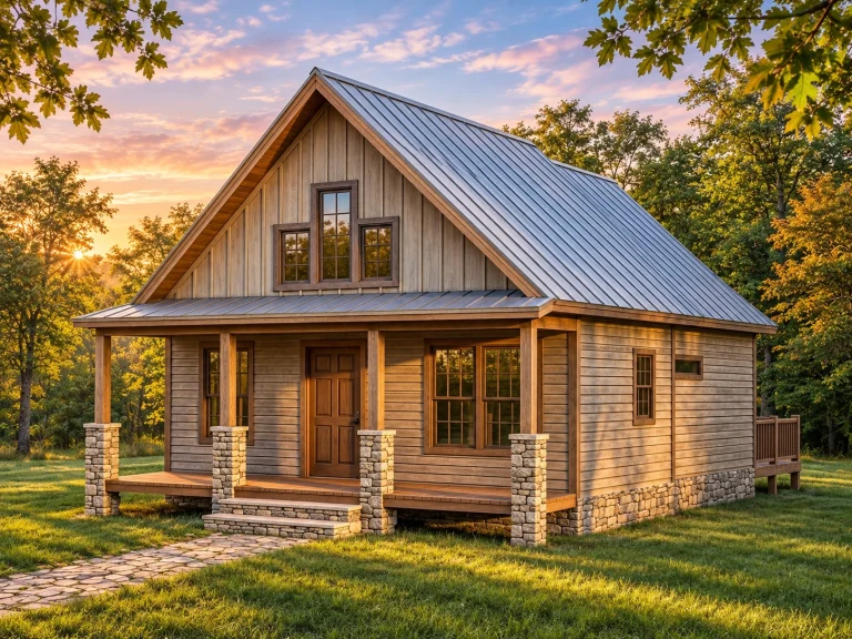 Best-Selling House Plans for Builders 22 Front elevation of a Modern Farmhouse American Cottage home featuring board and batten siding, steep gable roof, and centered entry