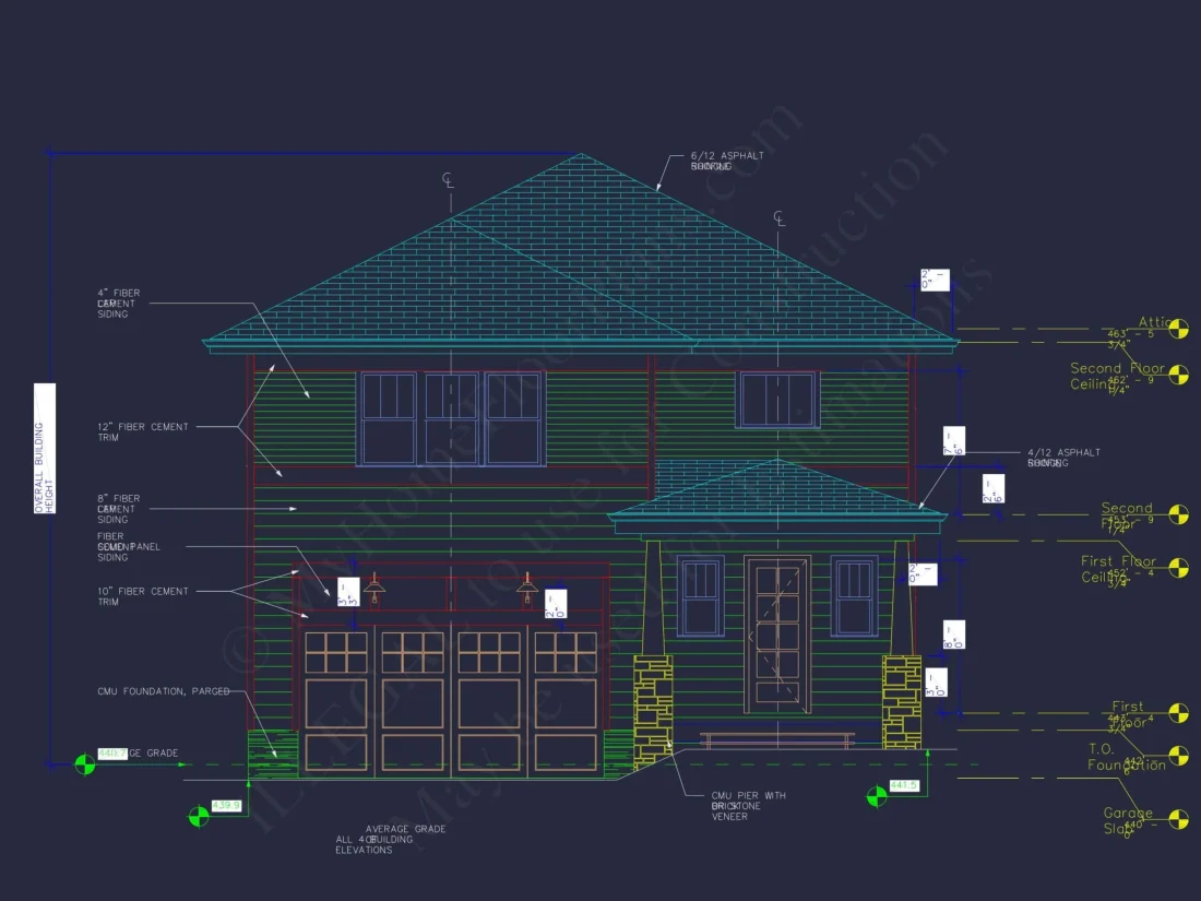 Elegant 2-Story Craftsman House Plan with Bonus Room and CAD Designs