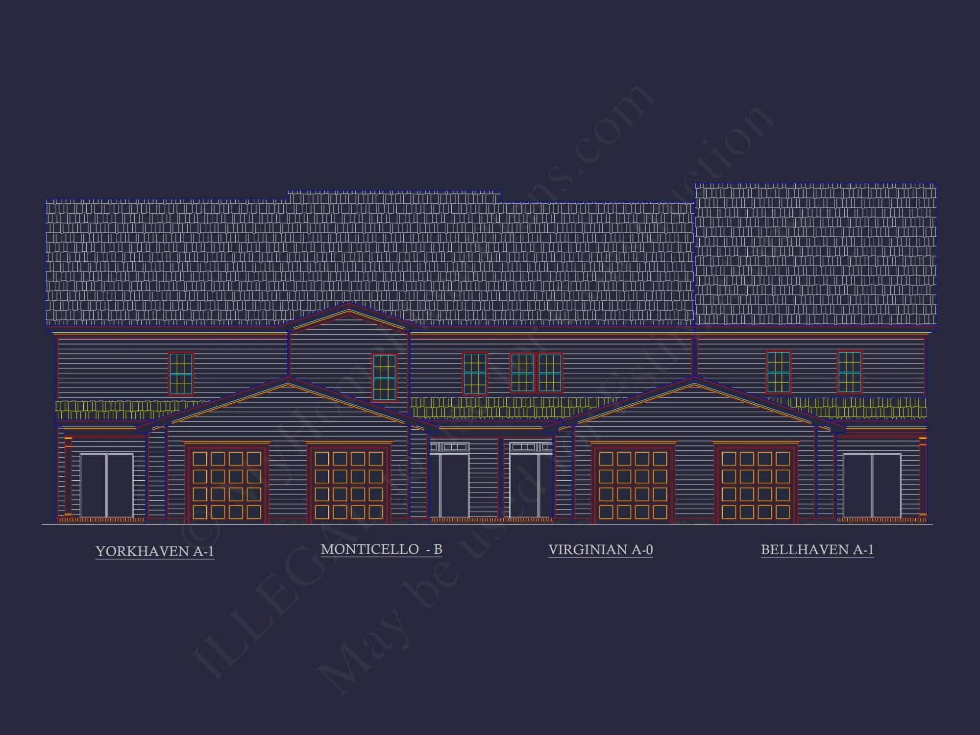 Colonial Revival Townhome: Detailed CAD Blueprint & Rear Garage