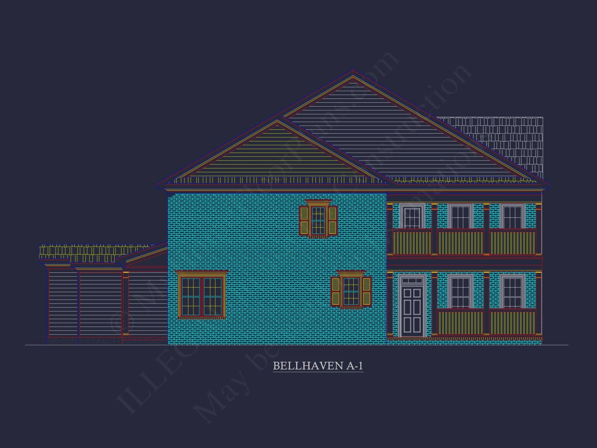 Colonial Revival Townhome: Detailed CAD Blueprint & Rear Garage