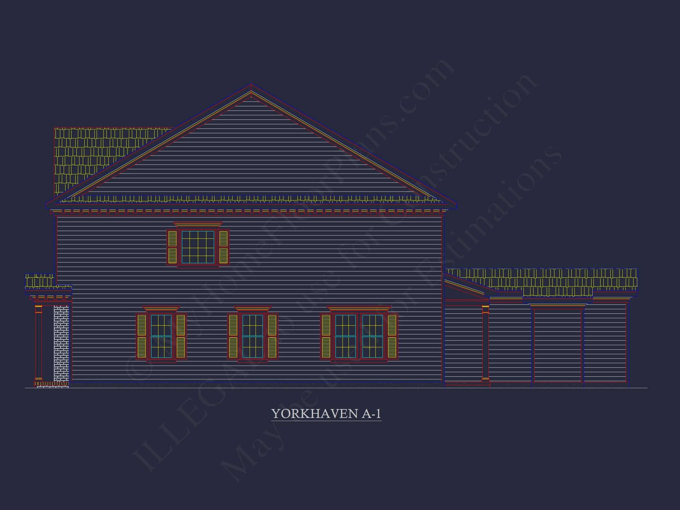 8-1395 BLDG 4 TOWNHOUSE PLAN -Traditional Ranch Home Plan - 3-Bed, 2-Bath, 2,050 SF 4 Colonial Revival Townhome: Detailed CAD Blueprint & Rear Garage