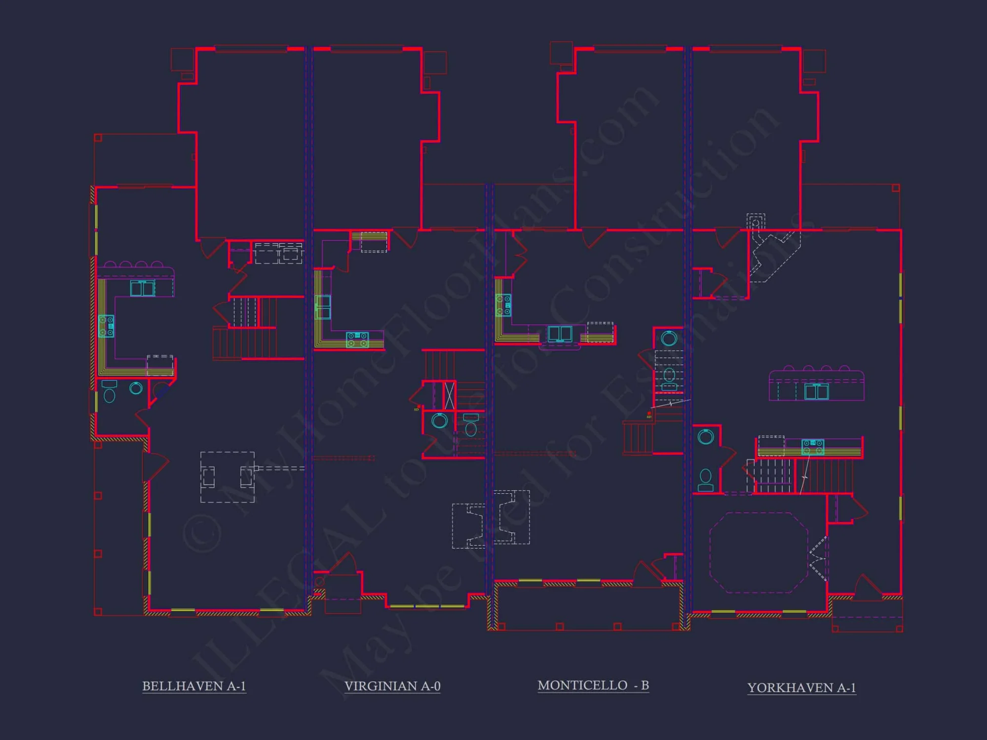 Colonial Revival Townhome: Detailed CAD Blueprint & Rear Garage