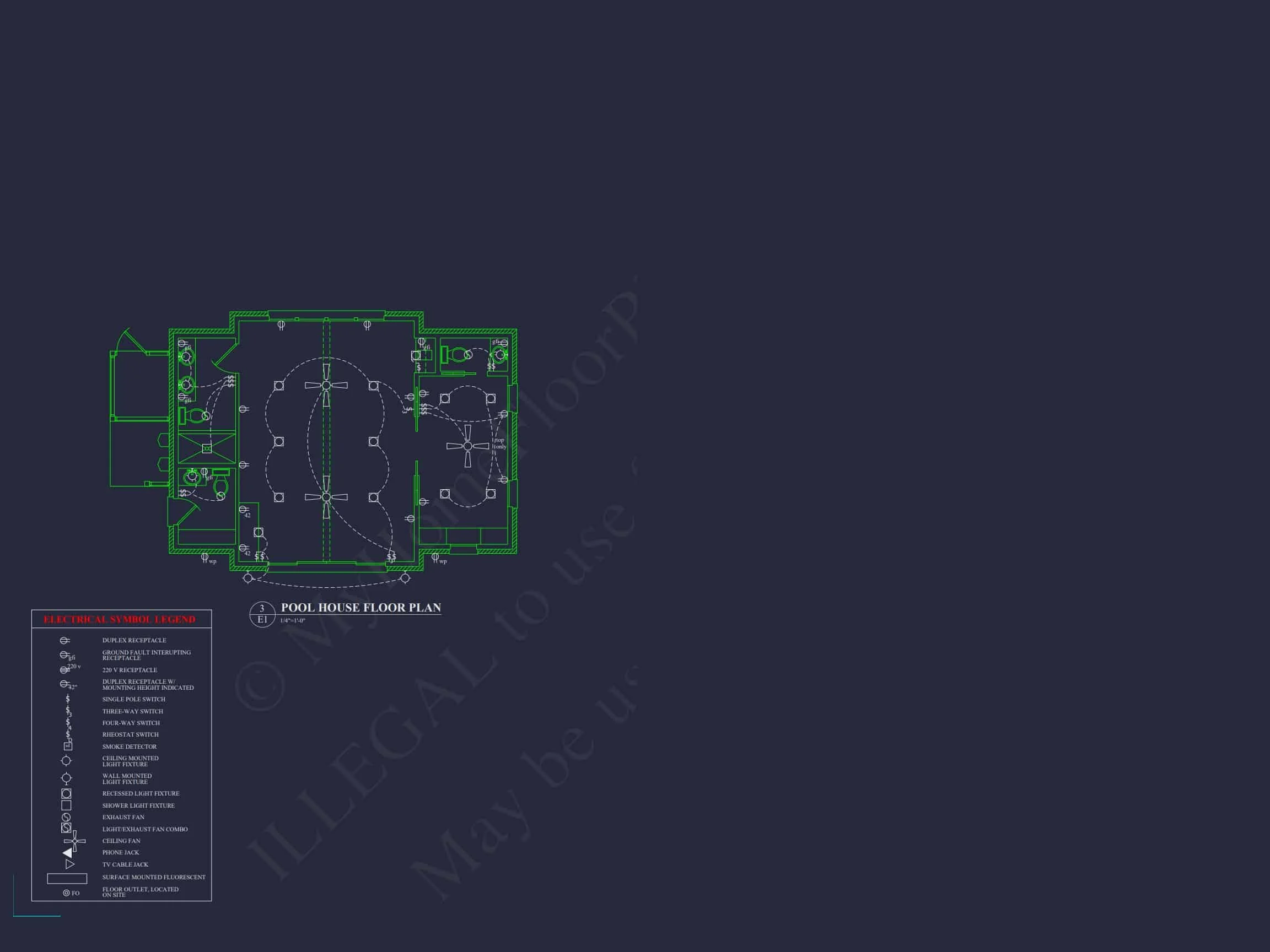 17-2059 ADU POOL HOUSE - Charming Pool House house Plan with CAD Blueprints and Designs 2 Charming Pool House Plan with Vaulted Ceilings & CAD Blueprints