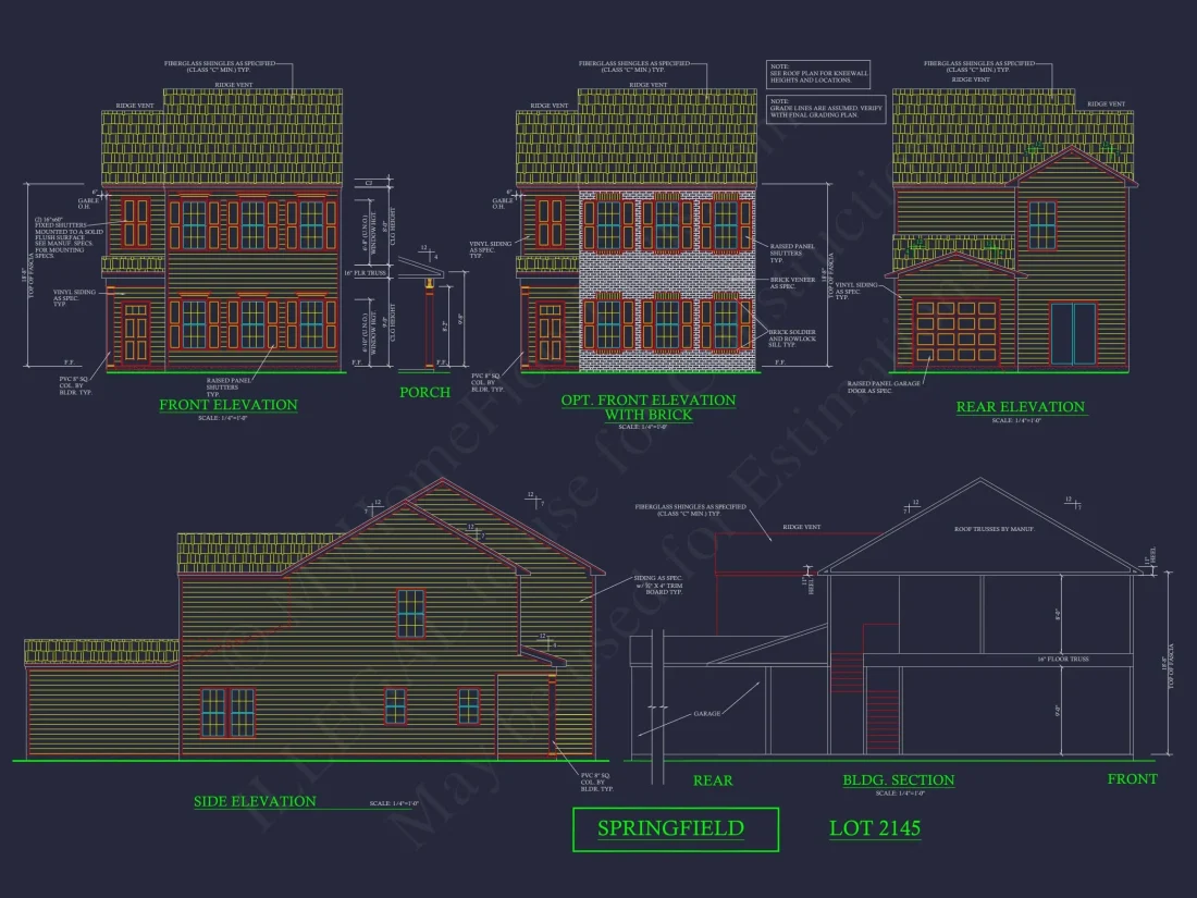 Traditional 7-Unit Townhome Floor Plan with Colonial Revival Design