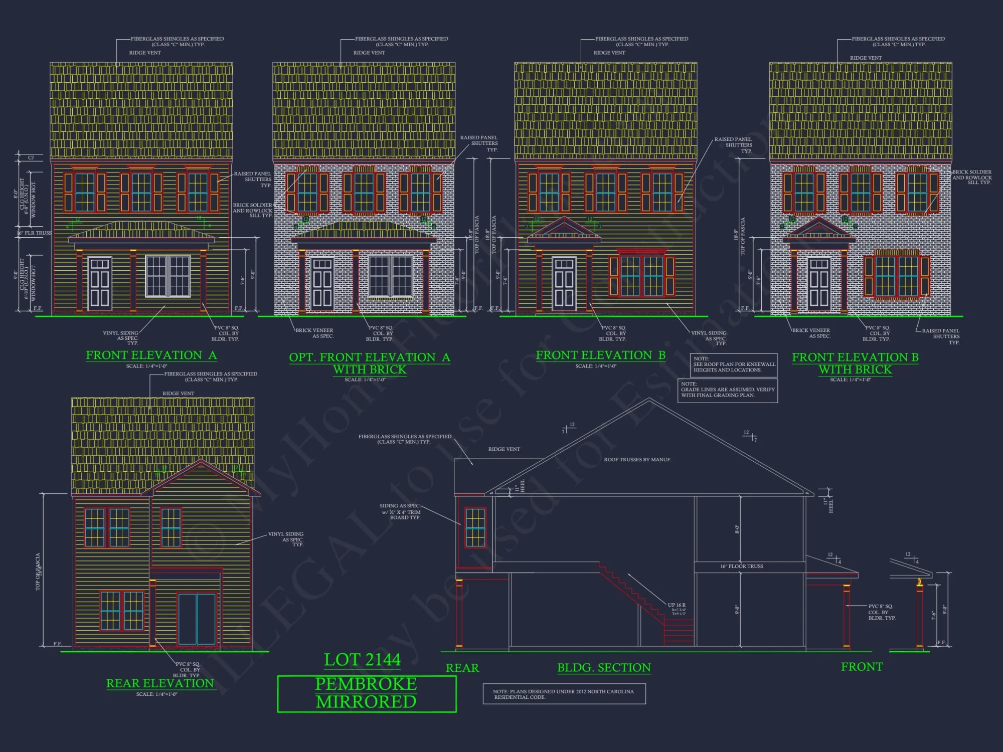 Traditional 7-Unit Townhome Floor Plan with Colonial Revival Design
