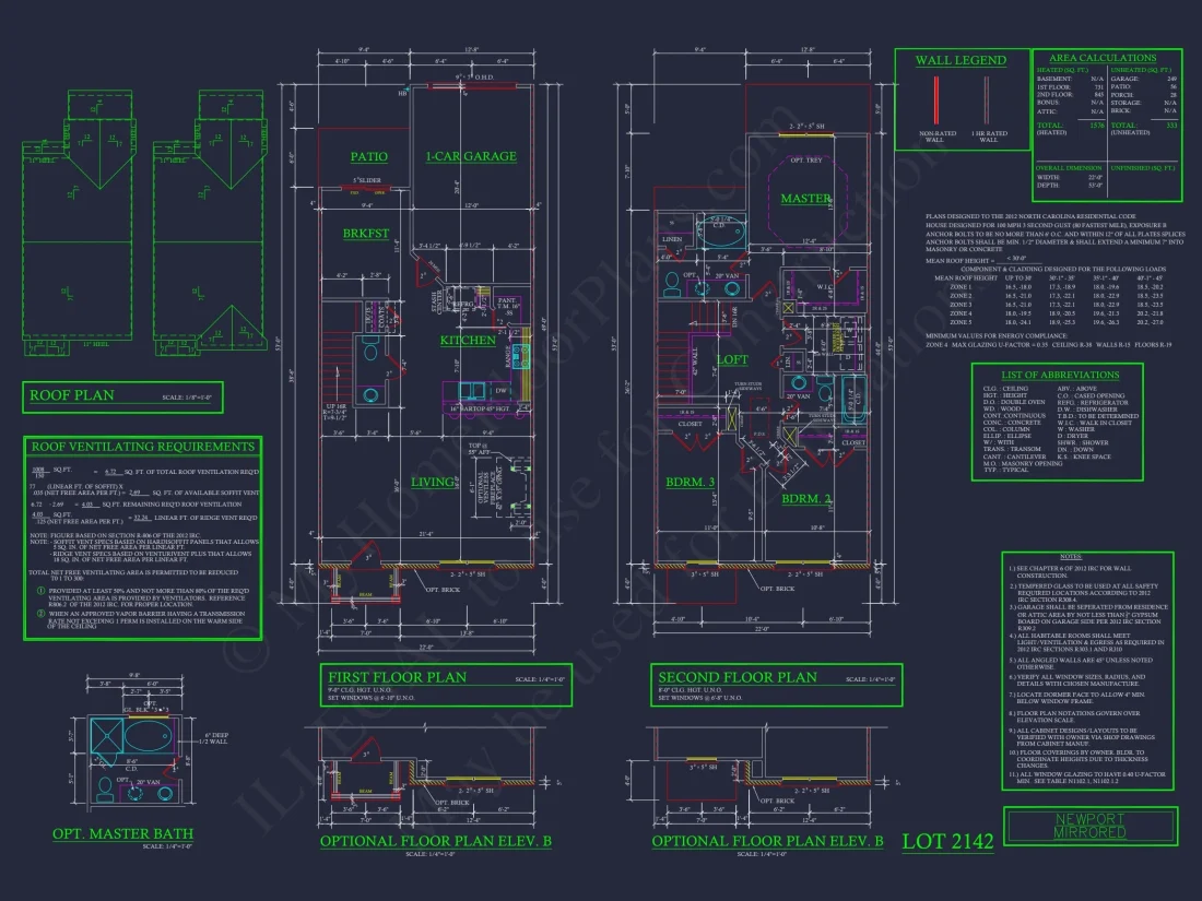 Traditional 7-Unit Townhome Floor Plan with Colonial Revival Design
