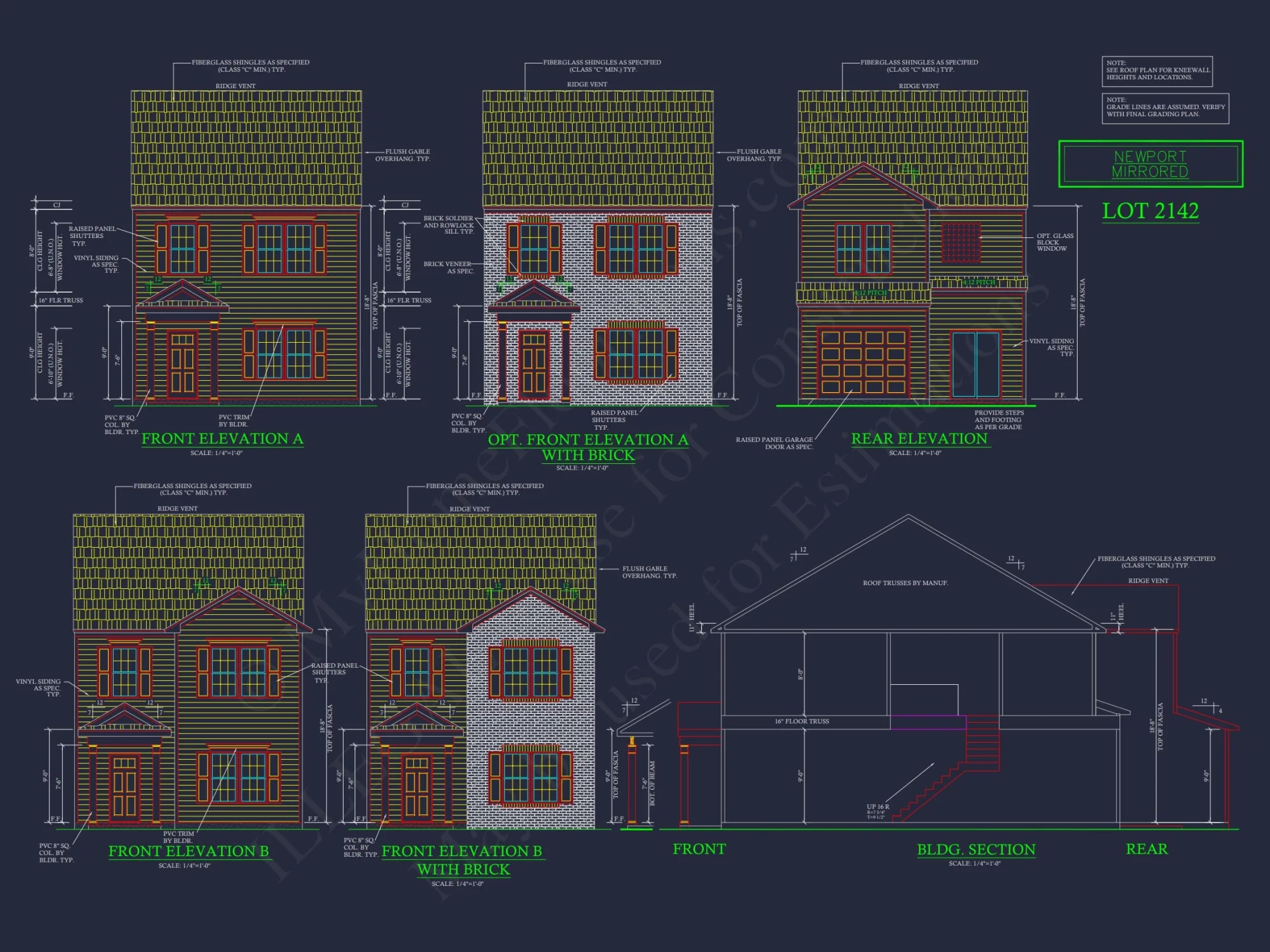 Traditional 7-Unit Townhome Floor Plan with Colonial Revival Design