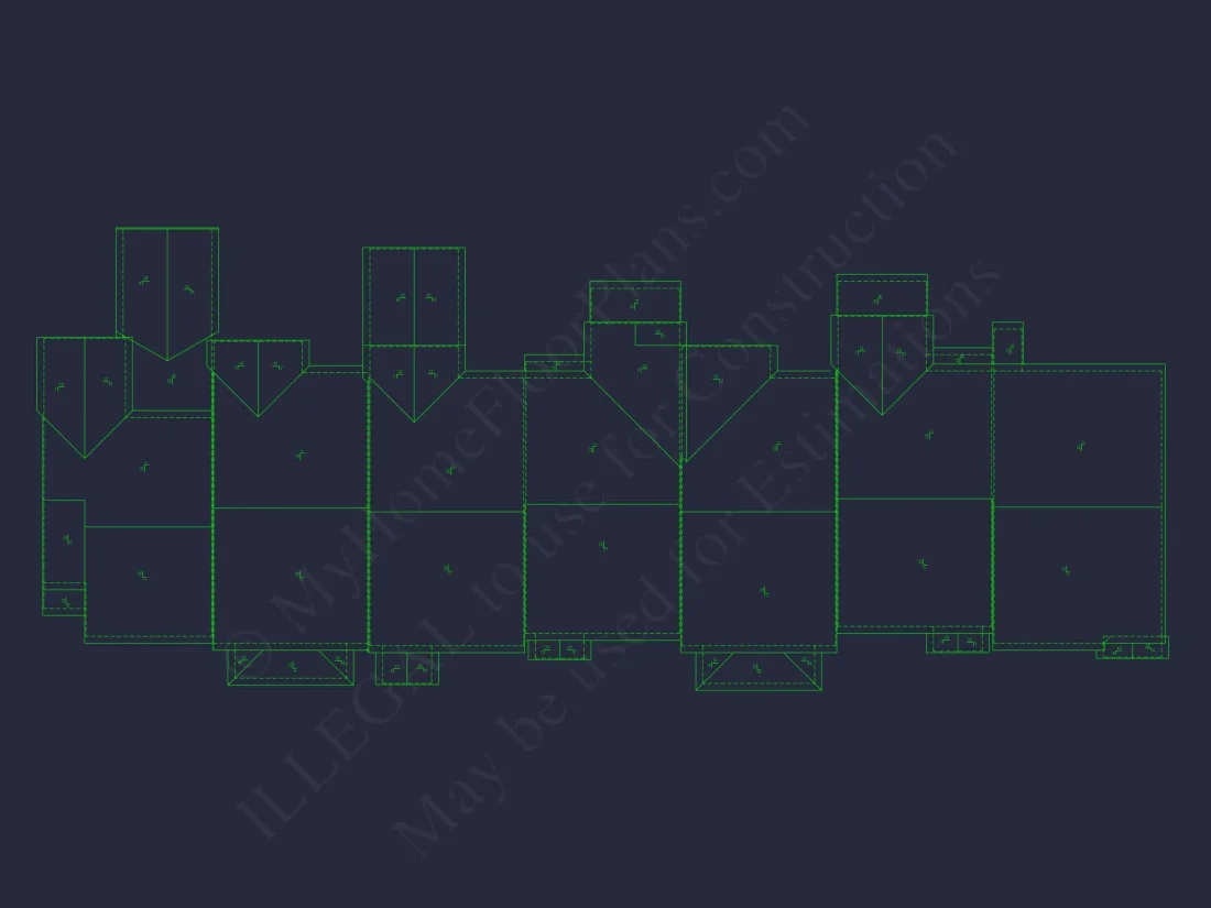 Traditional 7-Unit Townhome Floor Plan with Colonial Revival Design