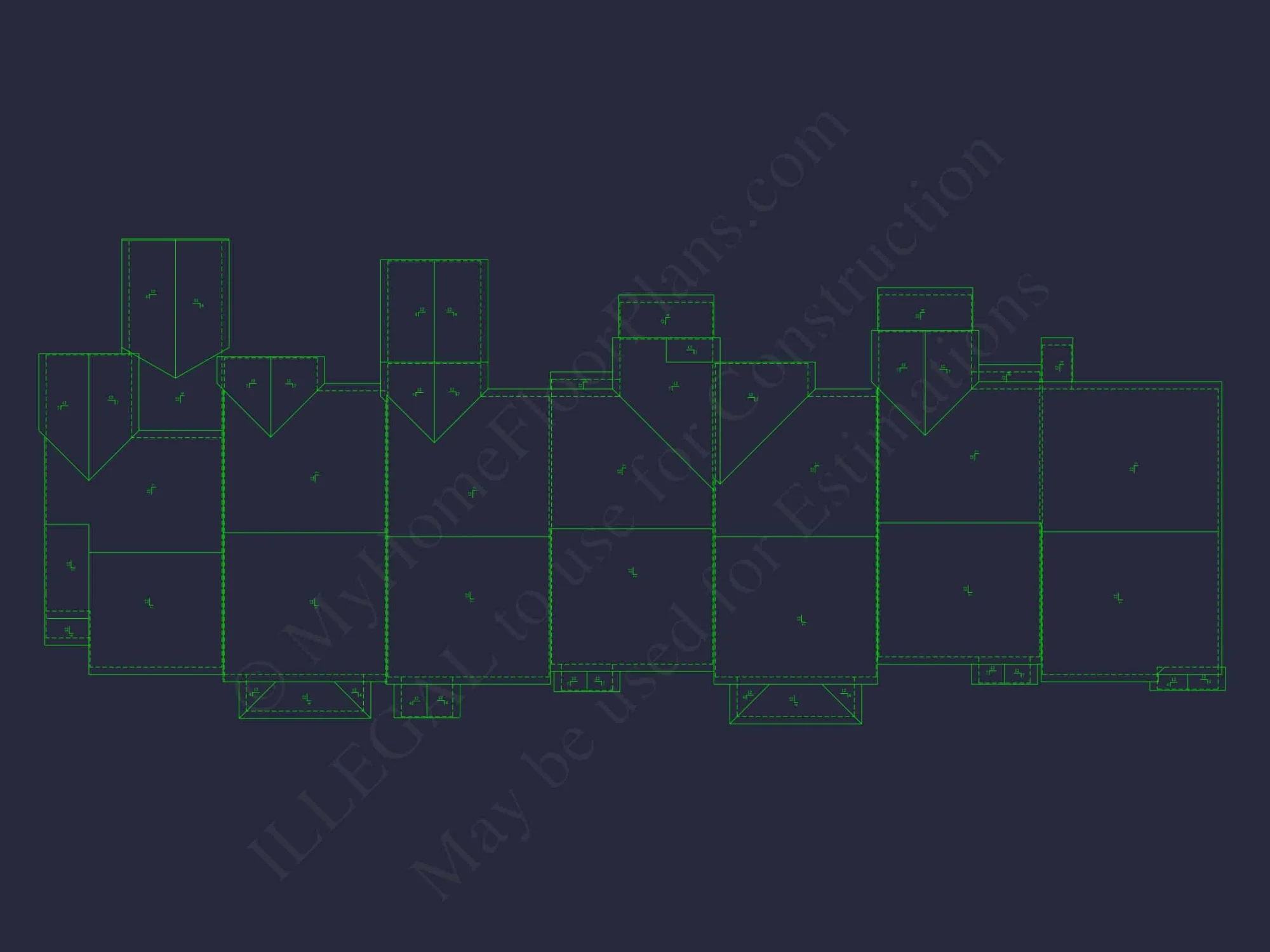 Traditional 7-Unit Townhome Floor Plan with Colonial Revival Design