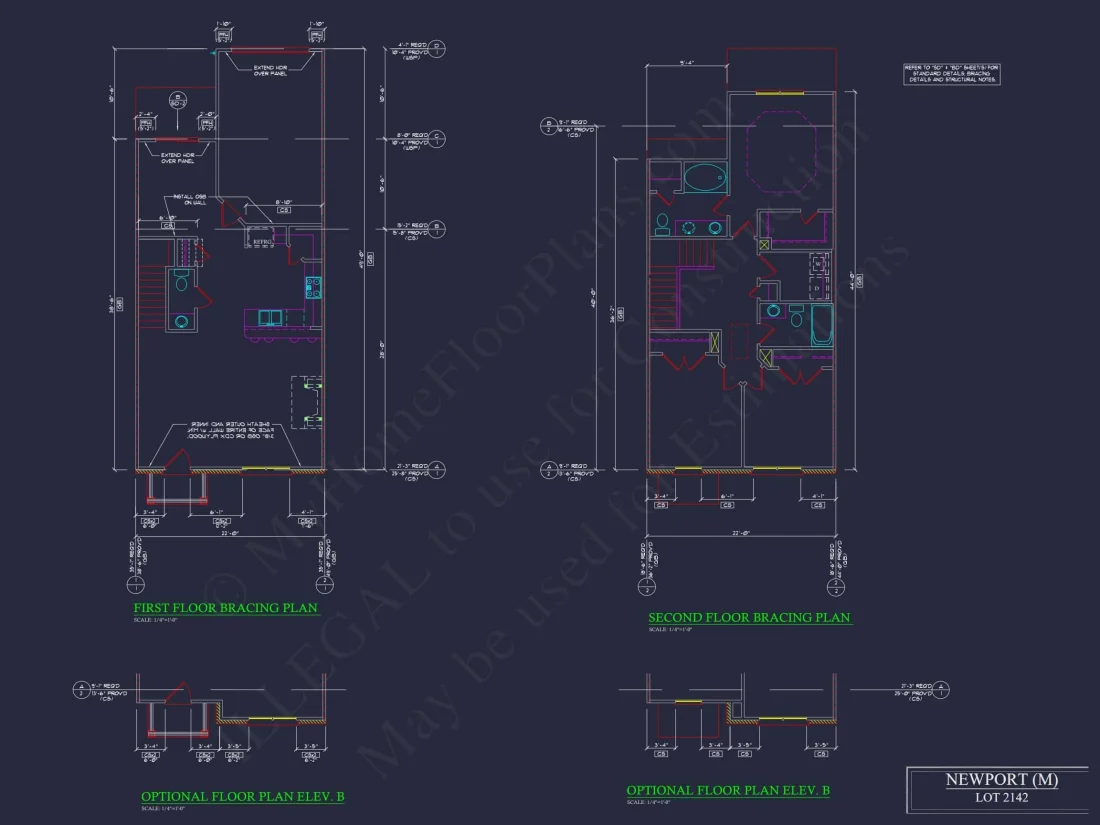 Traditional 7-Unit Townhome Floor Plan with Colonial Revival Design