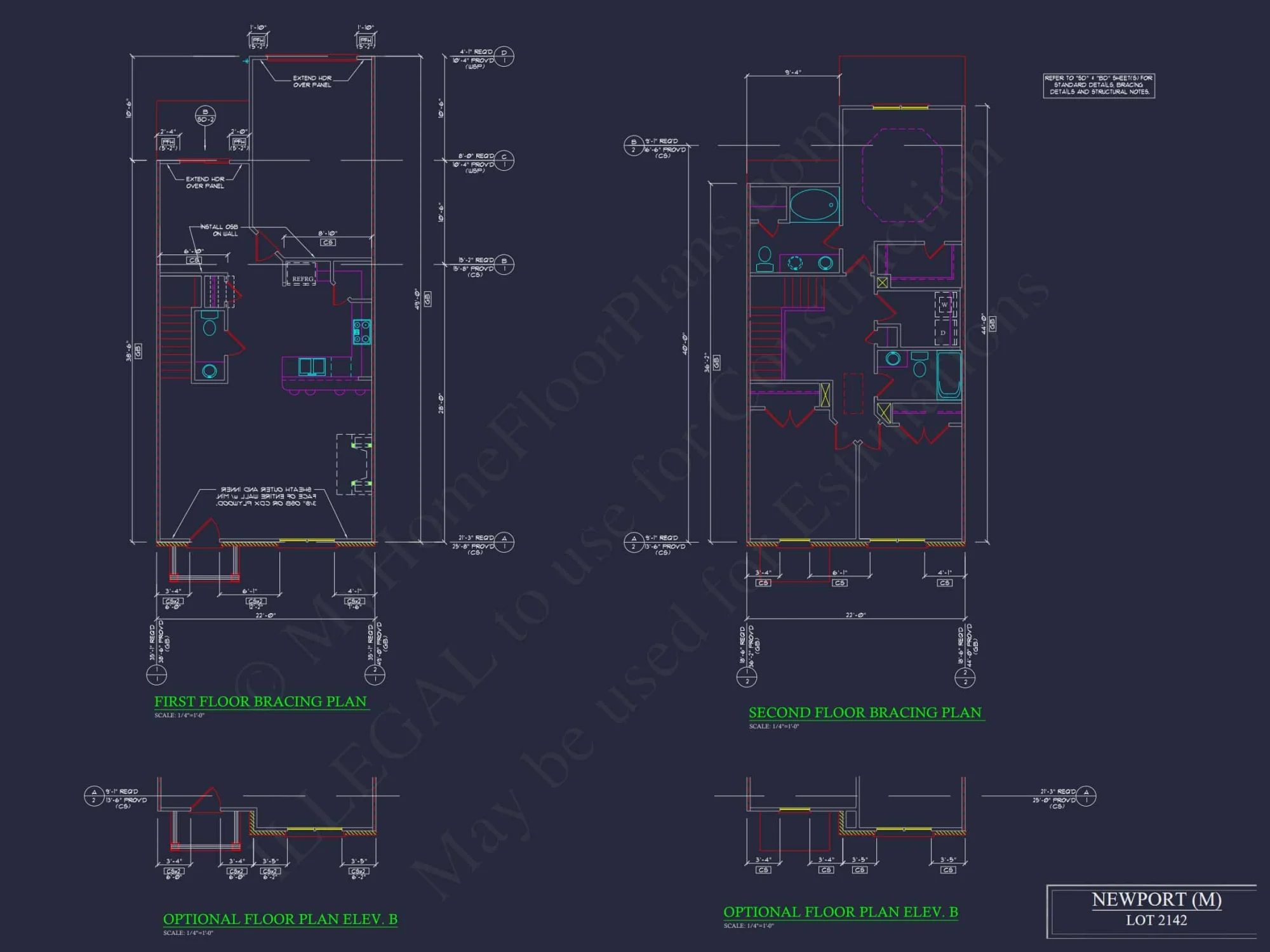 Traditional 7-Unit Townhome Floor Plan with Colonial Revival Design